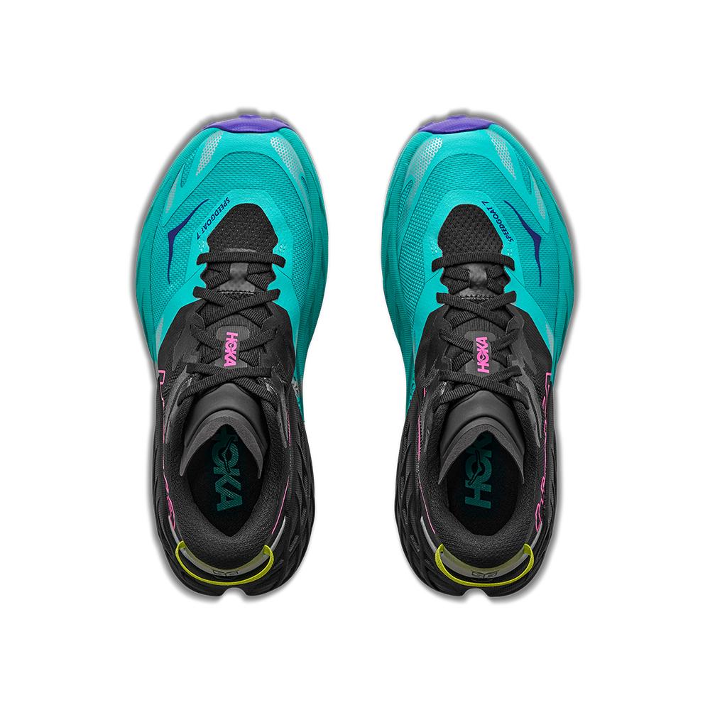 Imagen 8 de Zapatillas de trail running de mujer SPEEDGOAT 7 HOKA - Negro / Verde Negro / Verde