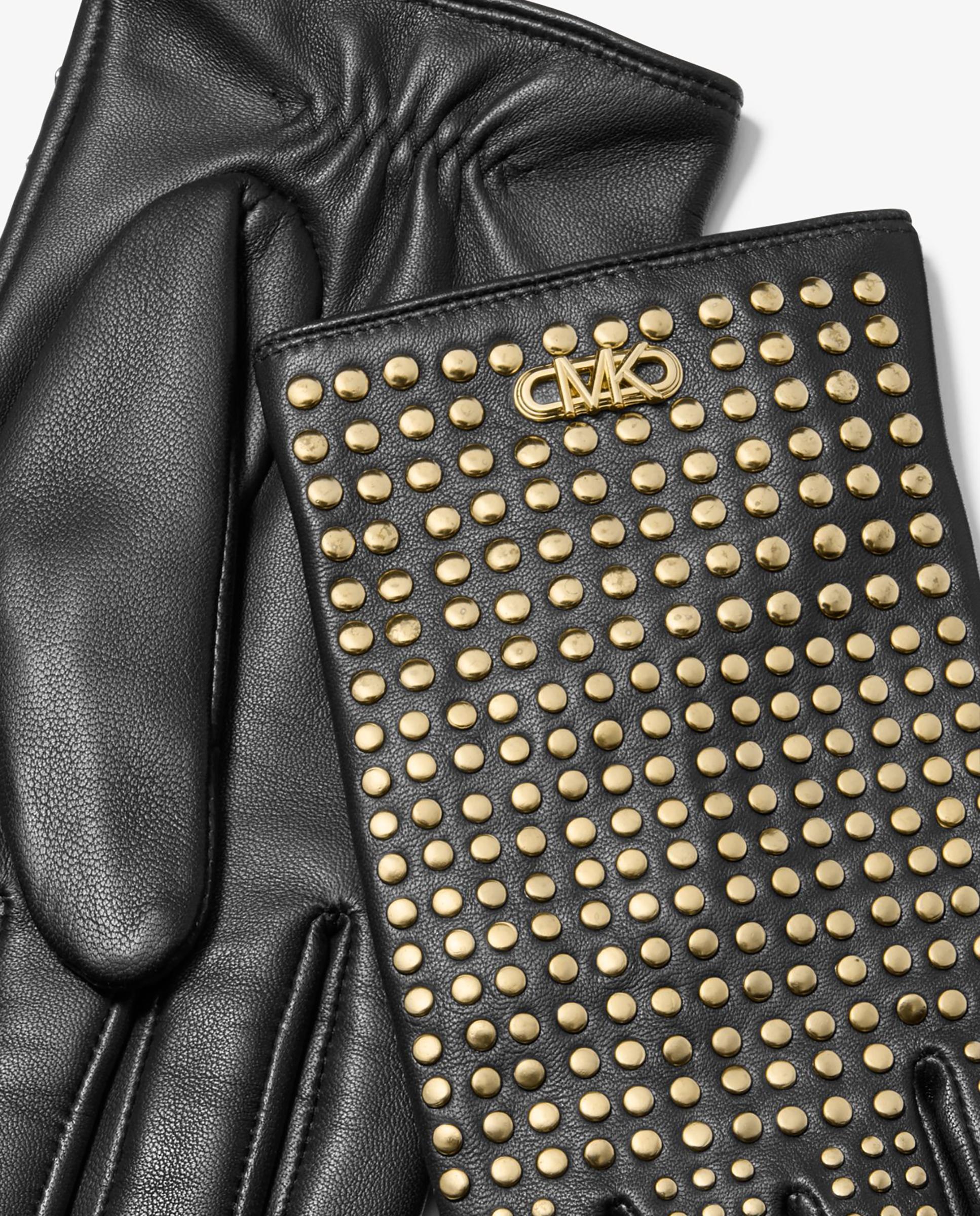 Guante de piel de mujer con tachuelas - Michael Michael Kors - Negro Negro-2