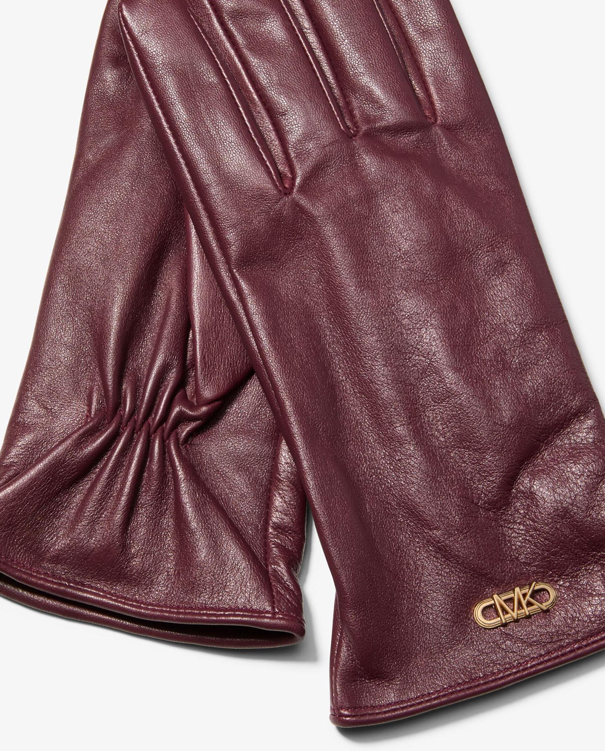 Guantes de mujer de piel lisos - Michael Michael Kors - Borgoña Borgoña-2