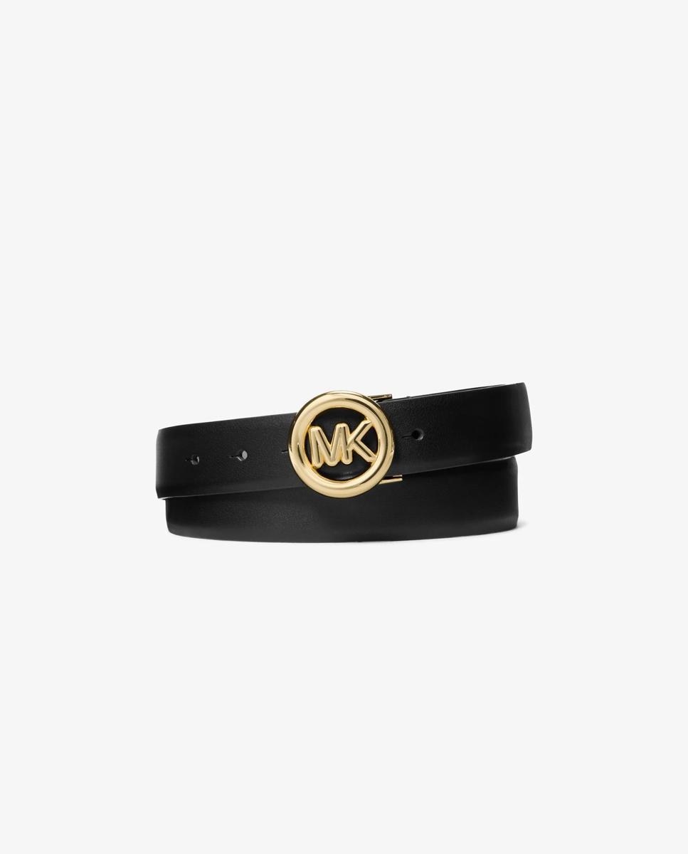 Cinturón con hebilla de mujer de piel con logotipo - Michael Michael Kors - Negro Negro-1