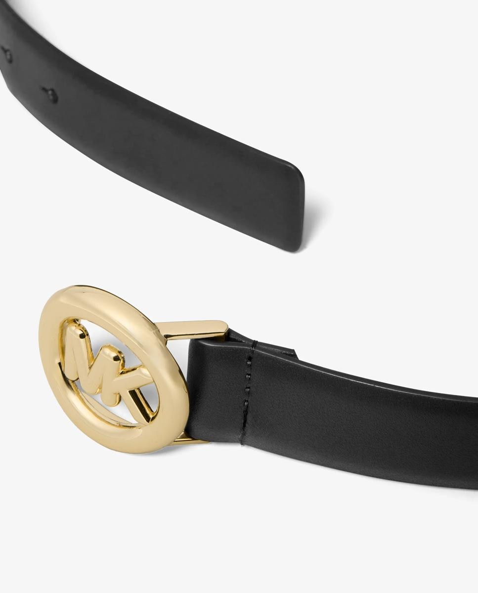Cinturón con hebilla de mujer de piel con logotipo - Michael Michael Kors - Negro Negro-2