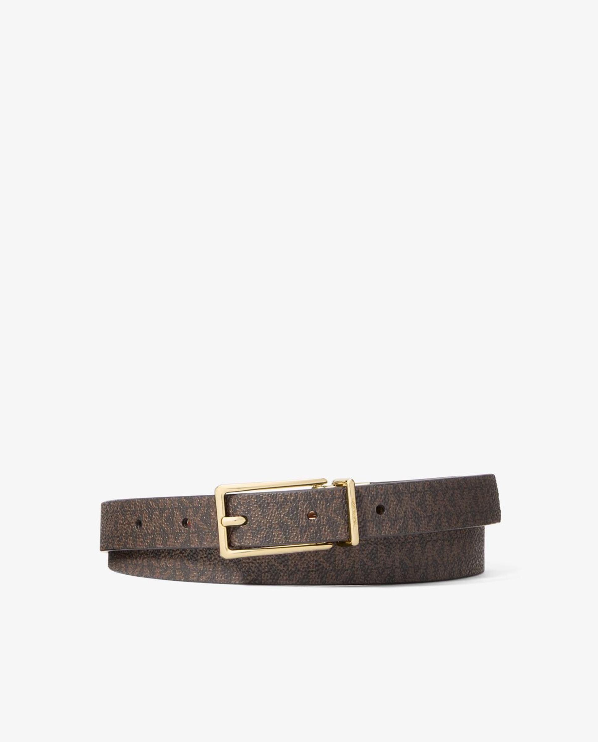Cinturón reversible de piel y lona con estampado de logotipos - Michael Michael Kors - Marrón oscuro Marrón oscuro-1