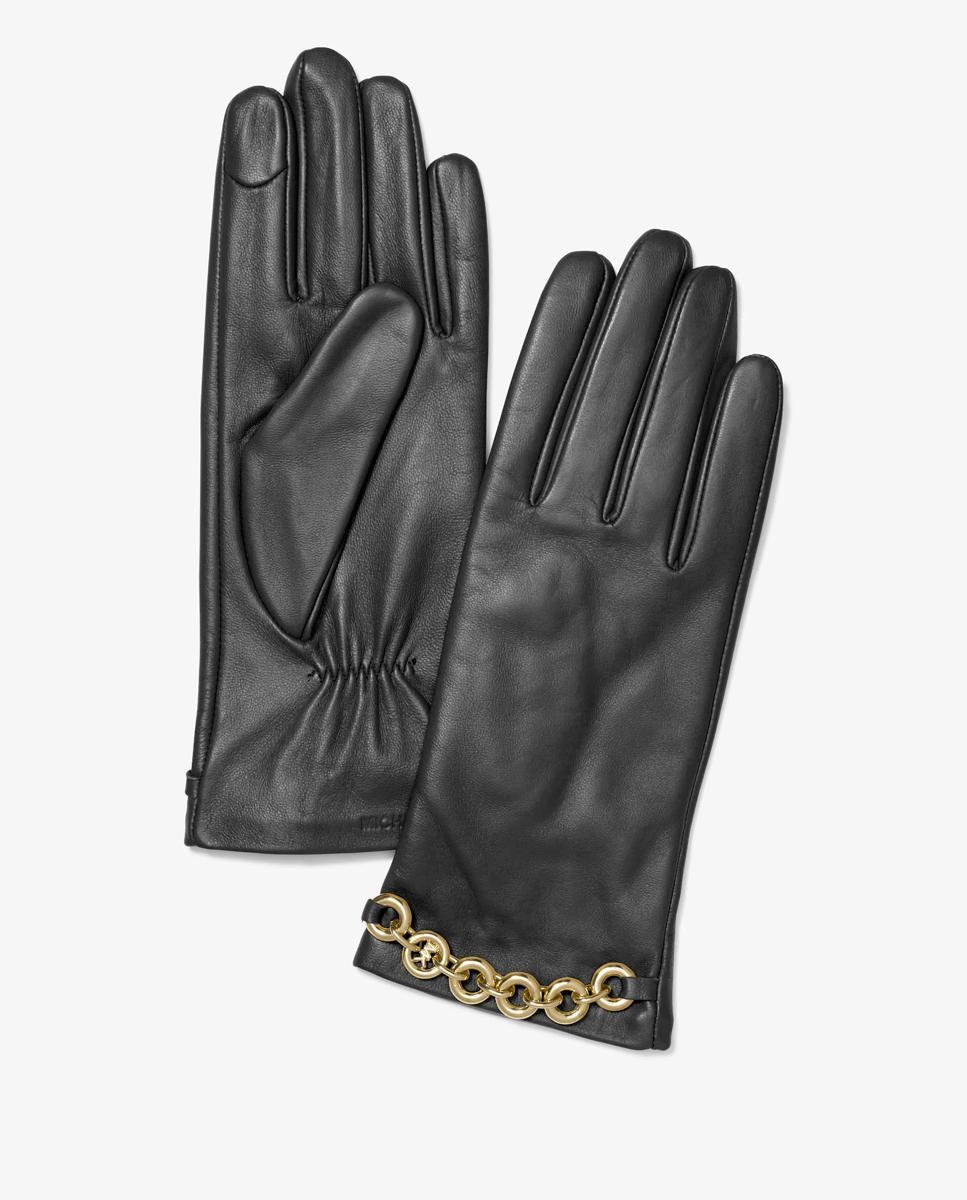 Guantes de piel con cadena decorativa - Michael Michael Kors - Negro Negro-1