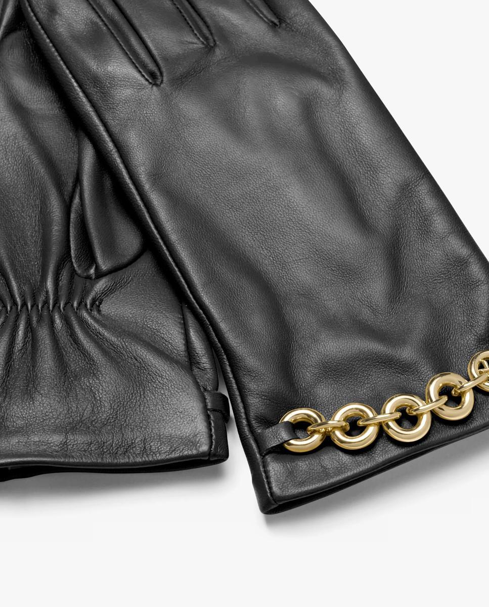 Guantes de piel con cadena decorativa - Michael Michael Kors - Negro Negro-2