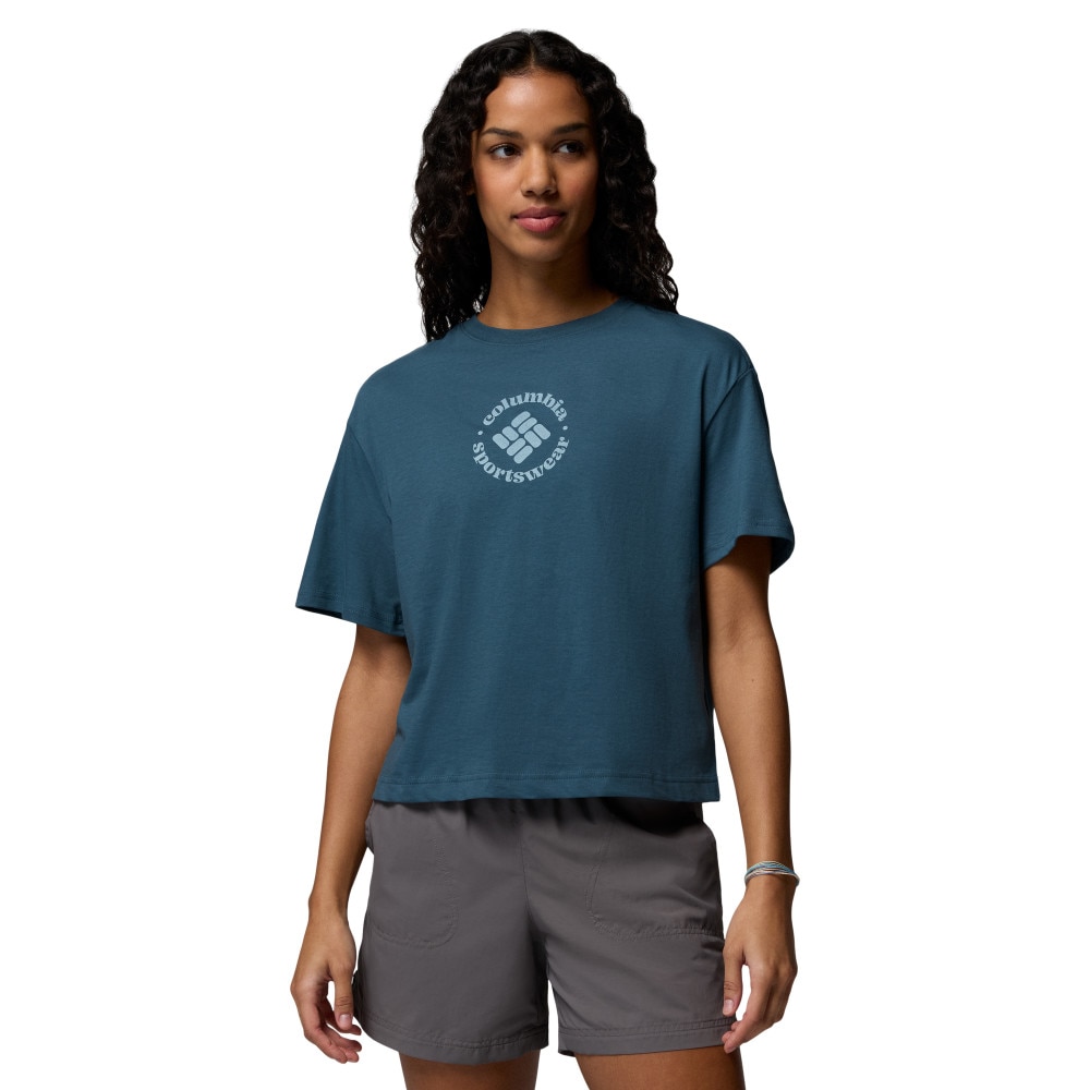 Camiseta manga corta de mujer Rolling Bend™ Graphic Relaxed Crop SS Columbia - Azul Turquesa Azul Turquesa-1