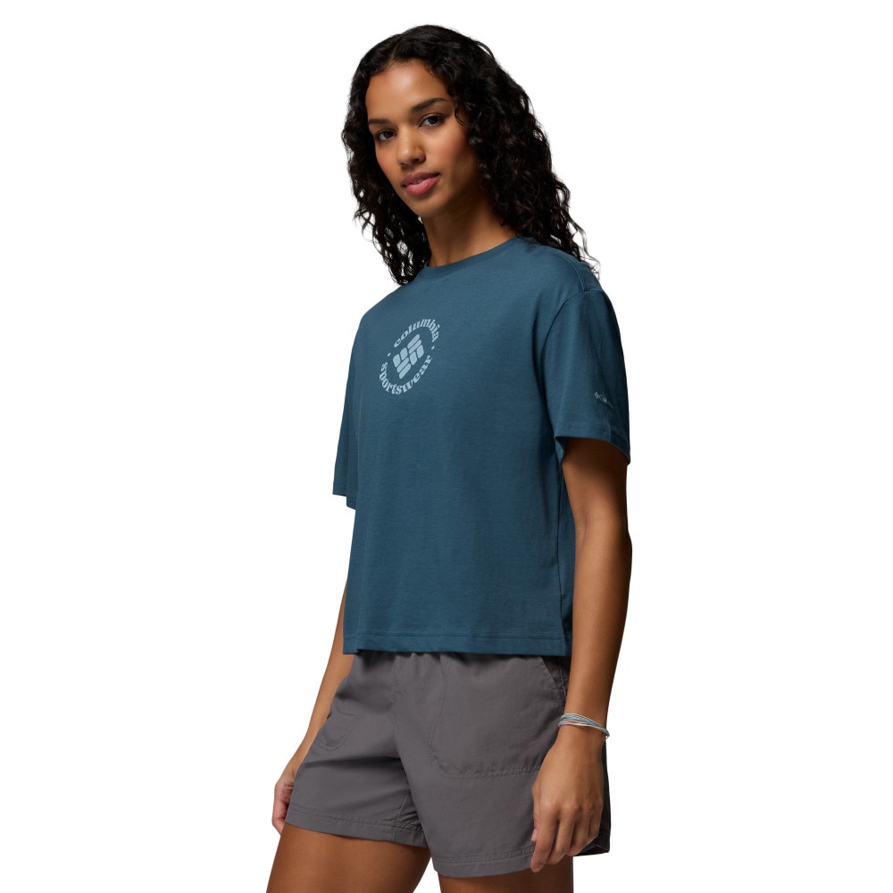 Camiseta manga corta de mujer Rolling Bend™ Graphic Relaxed Crop SS Columbia - Azul Turquesa Azul Turquesa-3