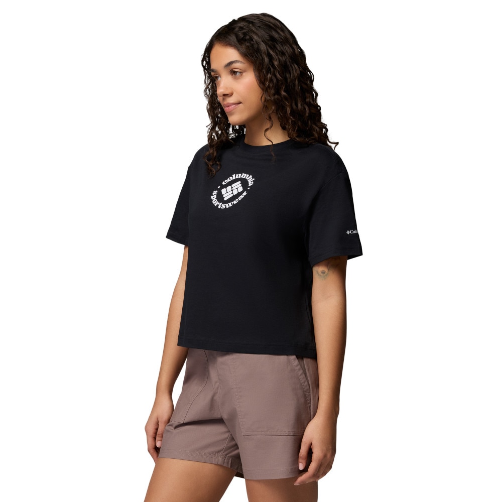 Camiseta manga corta de mujer Rolling Bend™ Graphic Relaxed Crop SS Columbia - Negro Negro-3