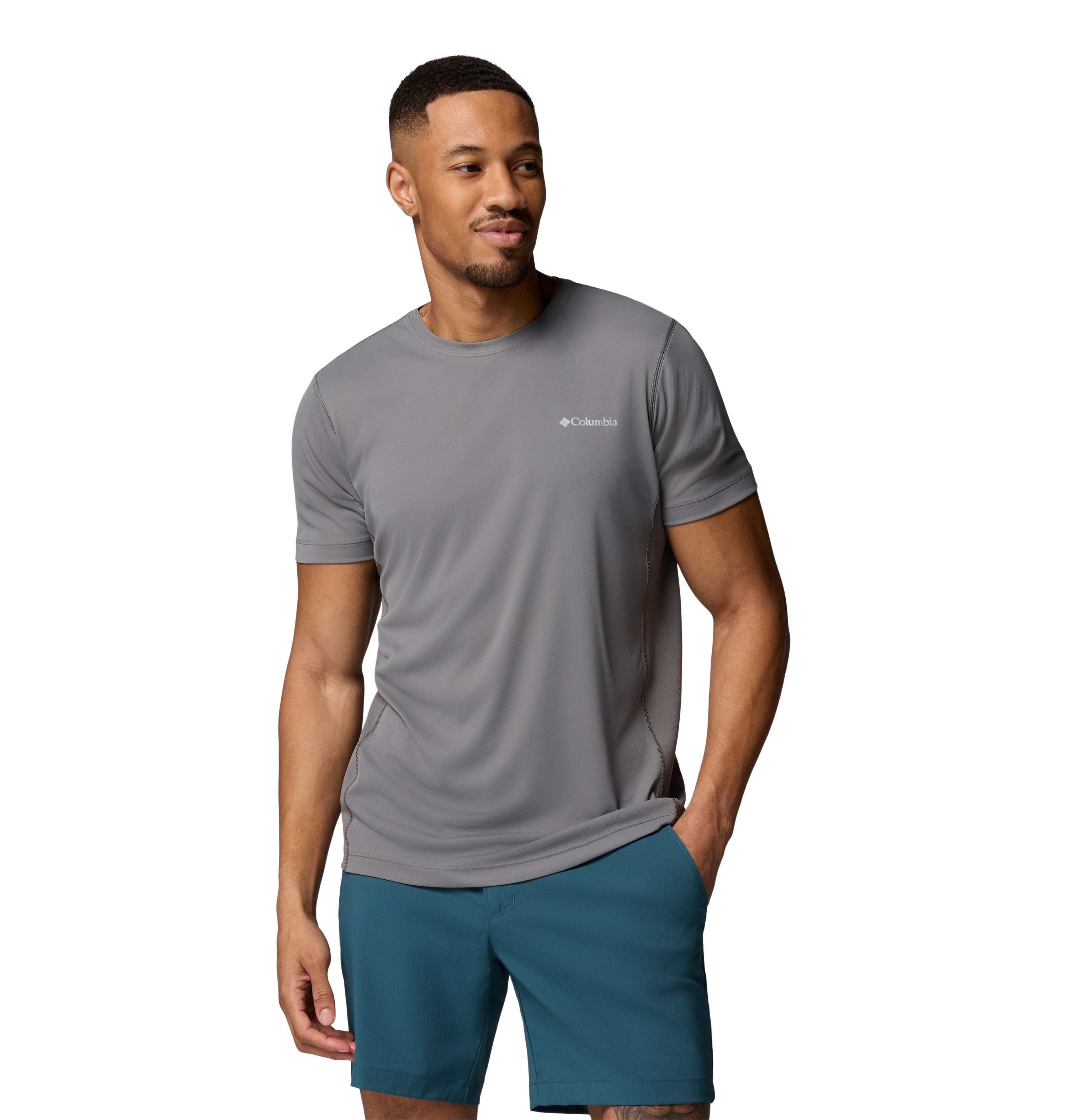 Camiseta manga corta de hombre Zero Rules™ Light Crew Columbia - Gris Gris-1