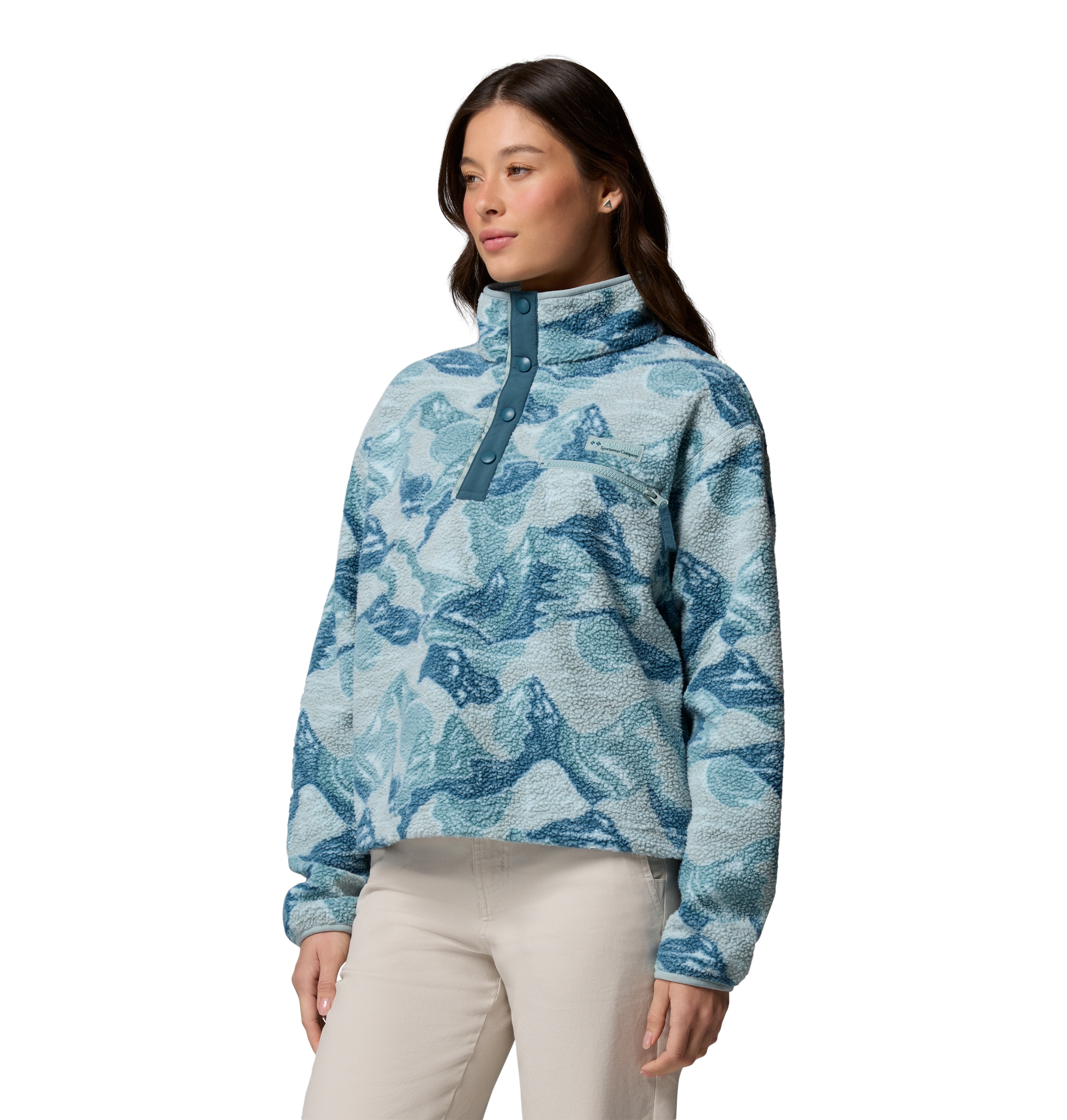 Forro polar de mujer Helvetia™ II Printed Cropped Columbia - Azul claro Azul claro-3