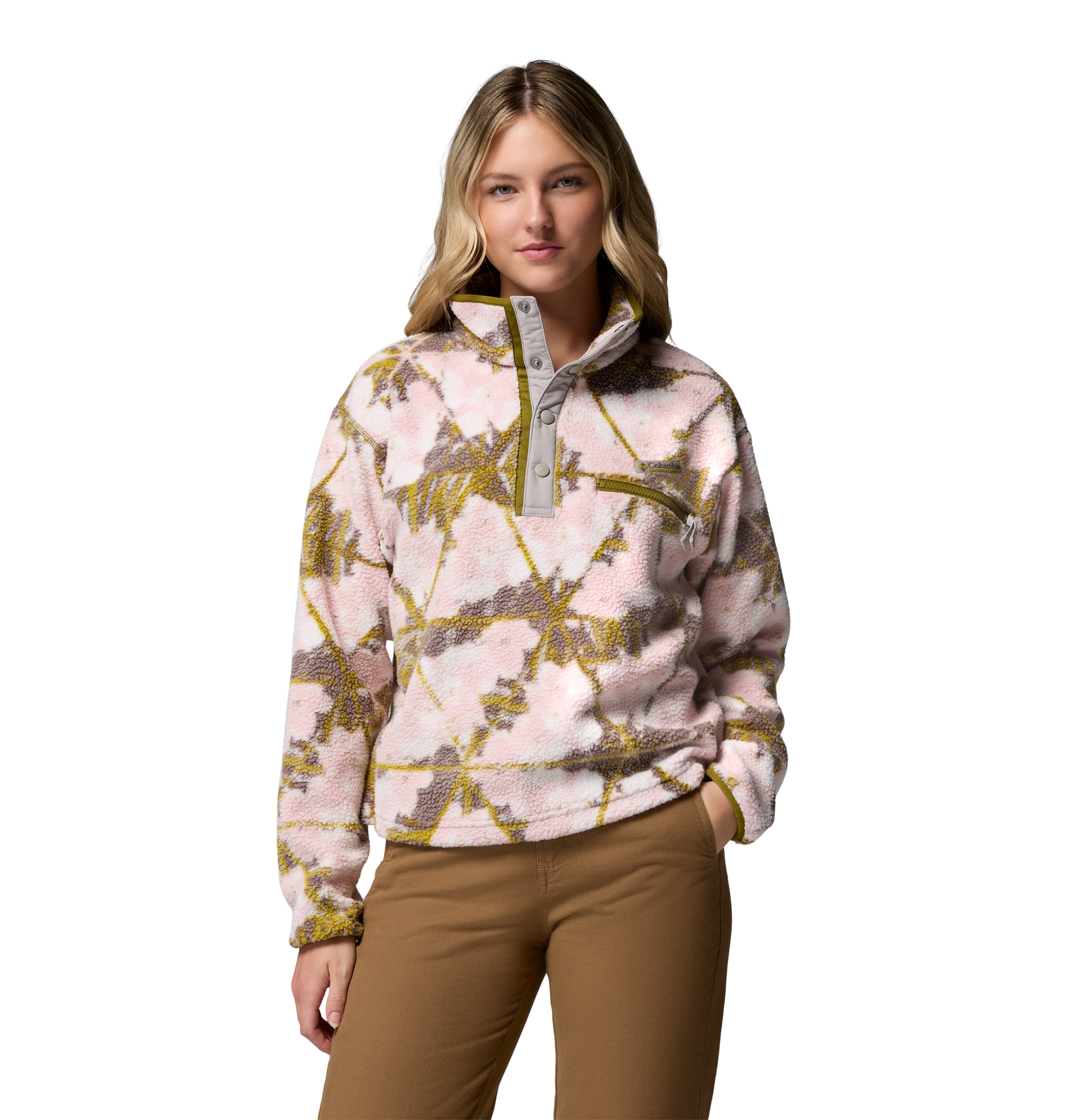 Imagen 0 de Forro polar de mujer Helvetia™ II Printed Cropped Columbia Rosa pastel