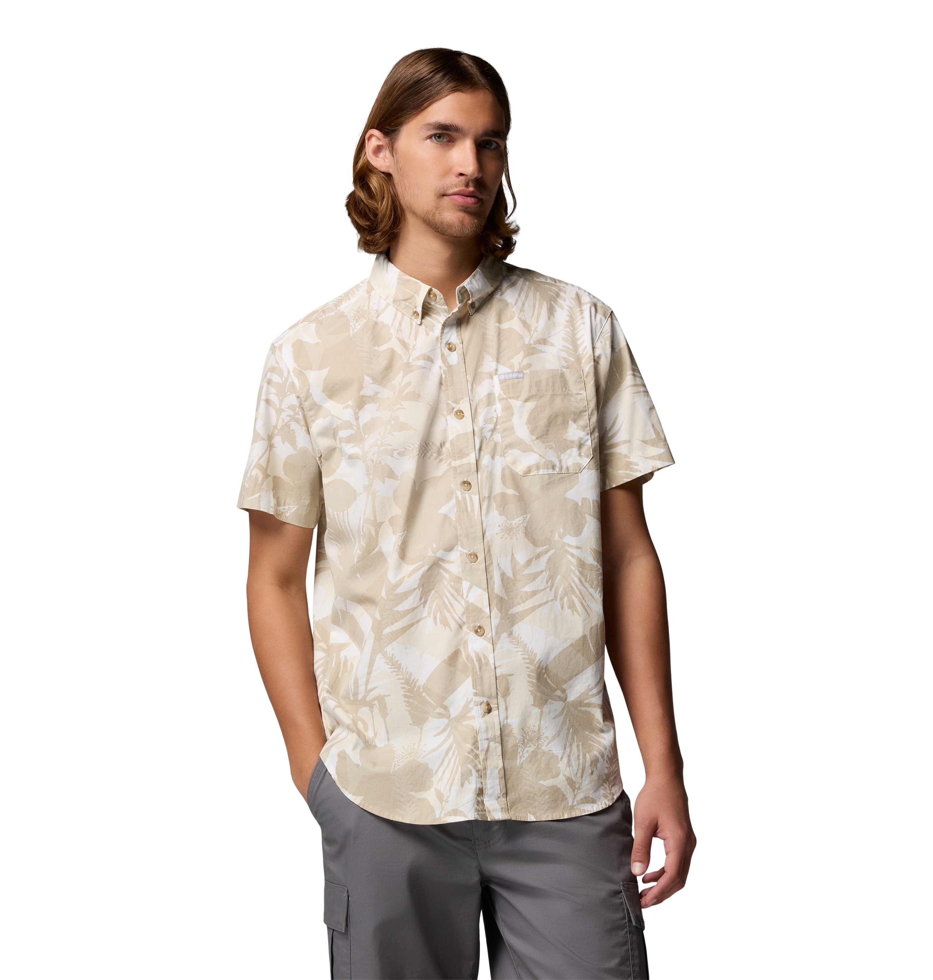 Camisa manga corta de hombre Rapid Rivers™ Printed Columbia - Beige Beige-1