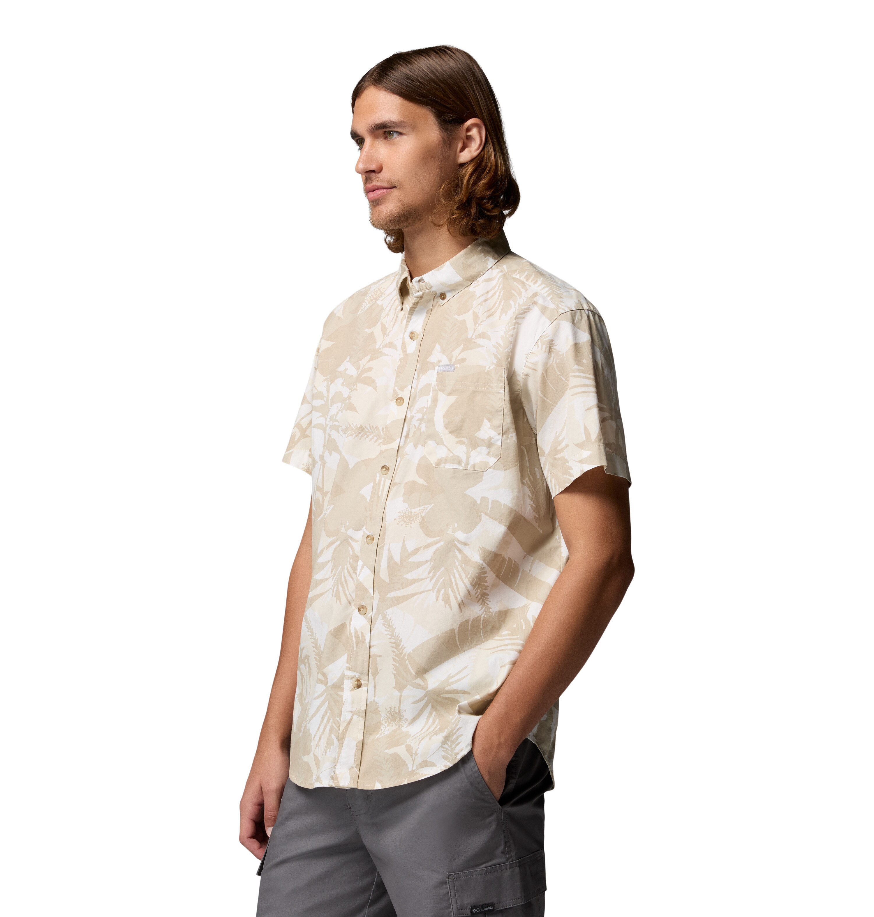 Camisa manga corta de hombre Rapid Rivers™ Printed Columbia - Beige Beige-4
