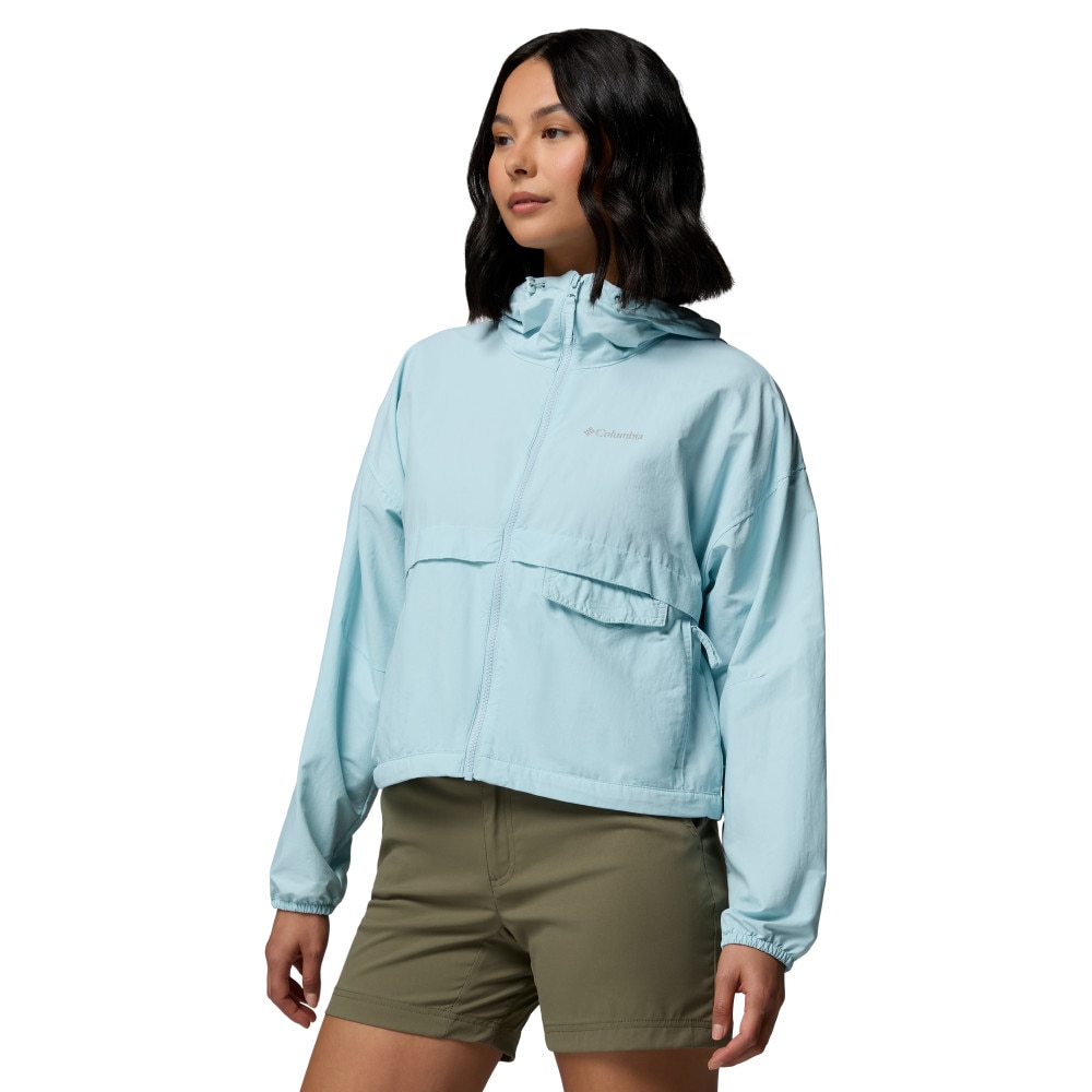 Chaqueta cortavientos de mujer Spire Valley™ Cropped Columbia - Azul claro Azul claro-3