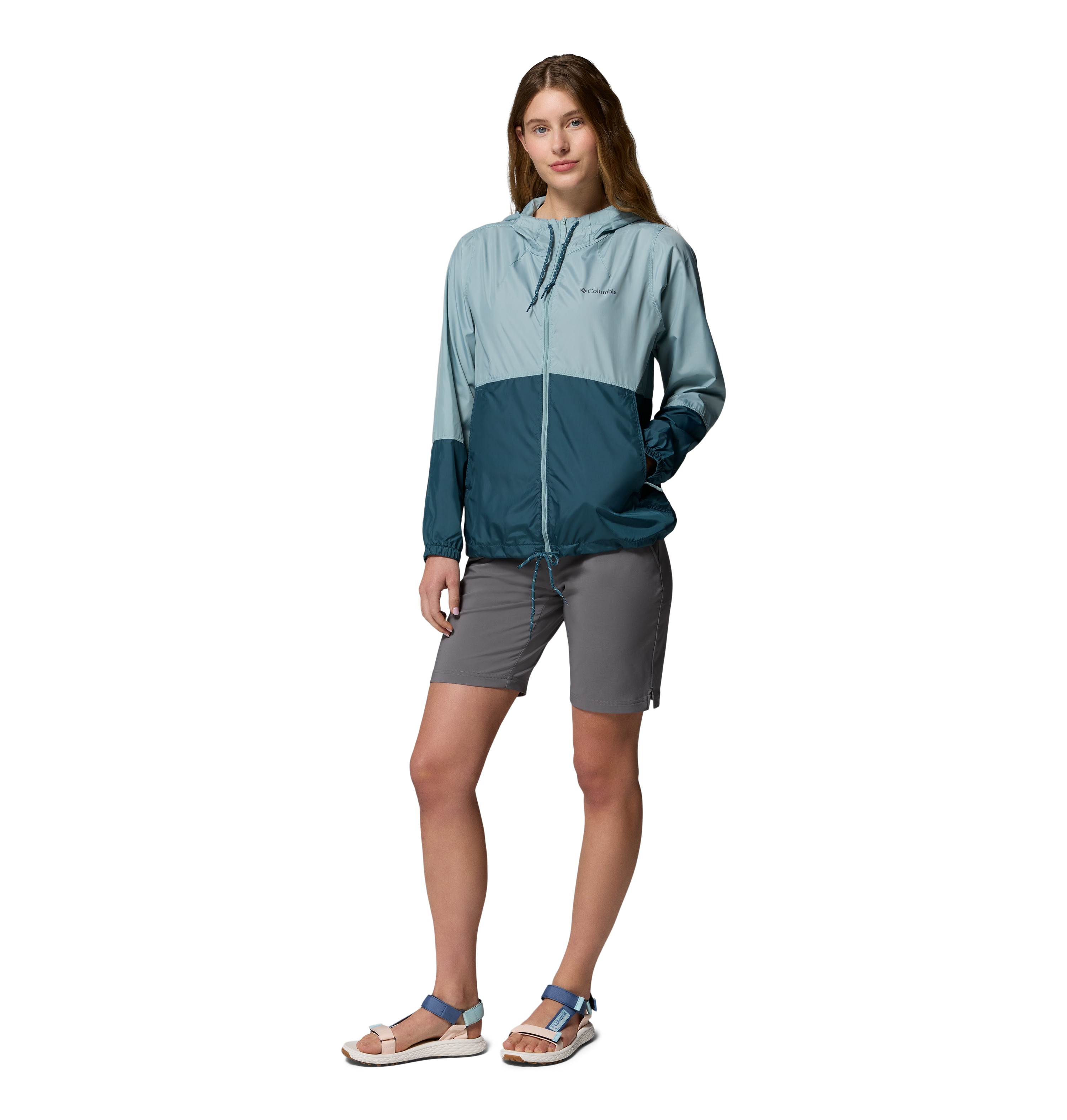 Chaqueta cortavientos de mujer Flash Forward™ Columbia - Azul claro Azul claro-3