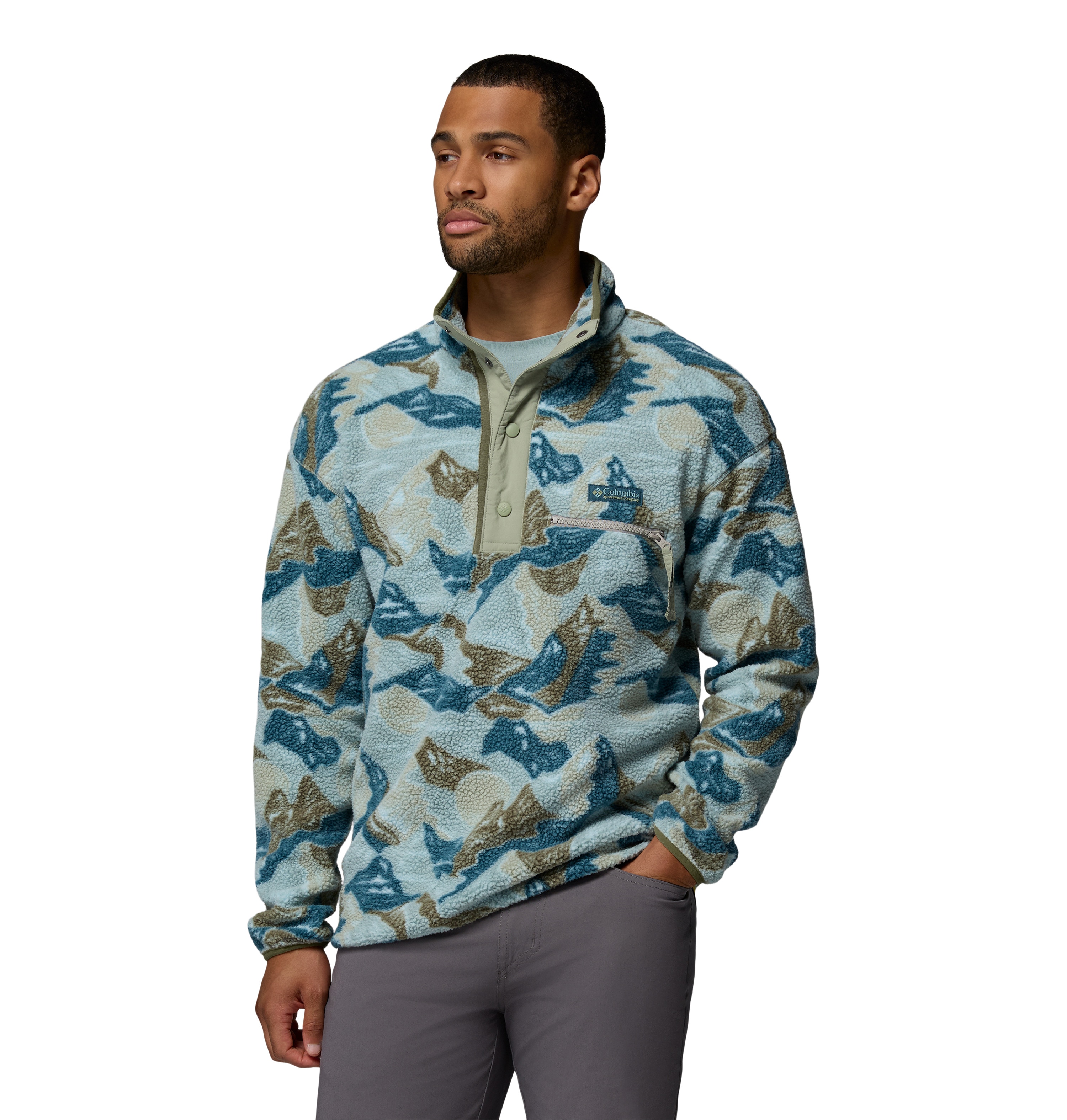 Forro polar de hombre Helvetia™ II Printed Columbia - Verde grisáceo Verde grisáceo-3
