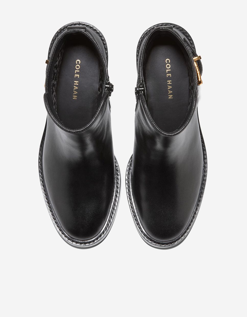 Botines básicos de mujer confeccionados en piel con cierre de cremallera y hebilla decorativa - Cole Haan - Negro Negro-5