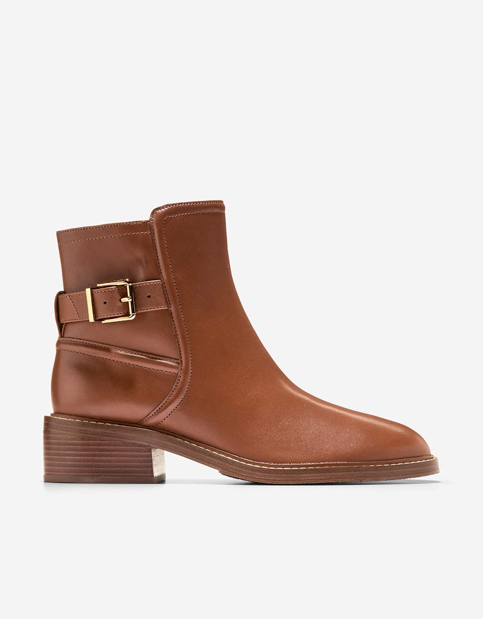 Botines básicos de mujer confeccionados en piel con cierre de cremallera y hebilla decorativa - Cole Haan - Marrón Marrón-1