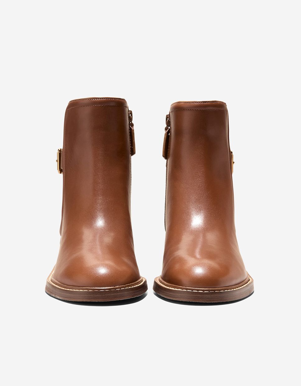 Botines básicos de mujer confeccionados en piel con cierre de cremallera y hebilla decorativa - Cole Haan - Marrón Marrón-3