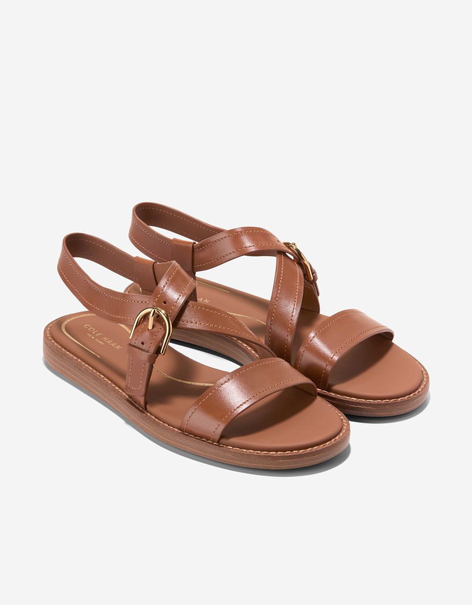 Sandalias planas de mujer confeccionadas en piel - Cole Haan - Marrón Marrón-4