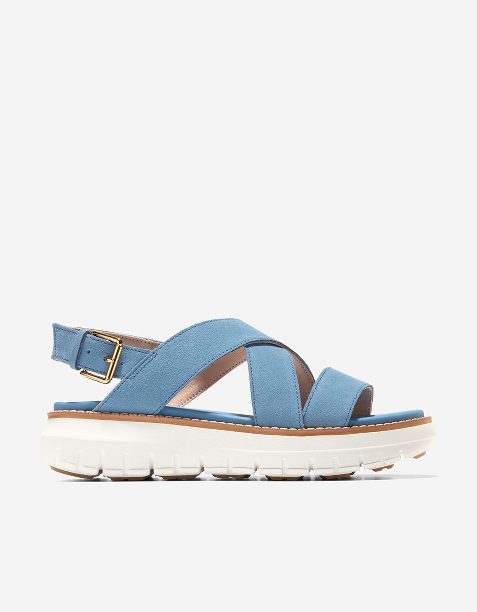 Imagen 0 de Sandalias planas de mujer confeccionadas en piel Azul