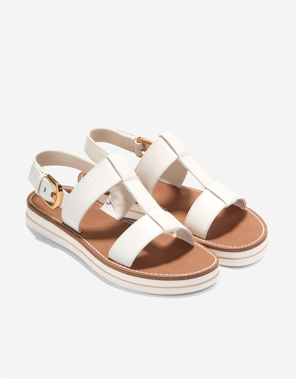 Sandalias planas de mujer ultraligeras confeccionadas en piel - Cole Haan - Blanco Blanco-4