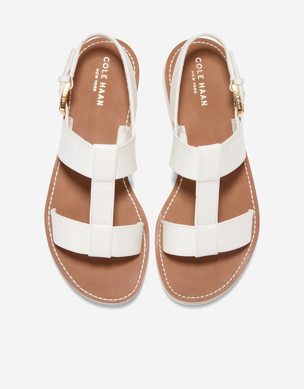 Sandalias planas de mujer ultraligeras confeccionadas en piel - Cole Haan - Blanco Blanco-5