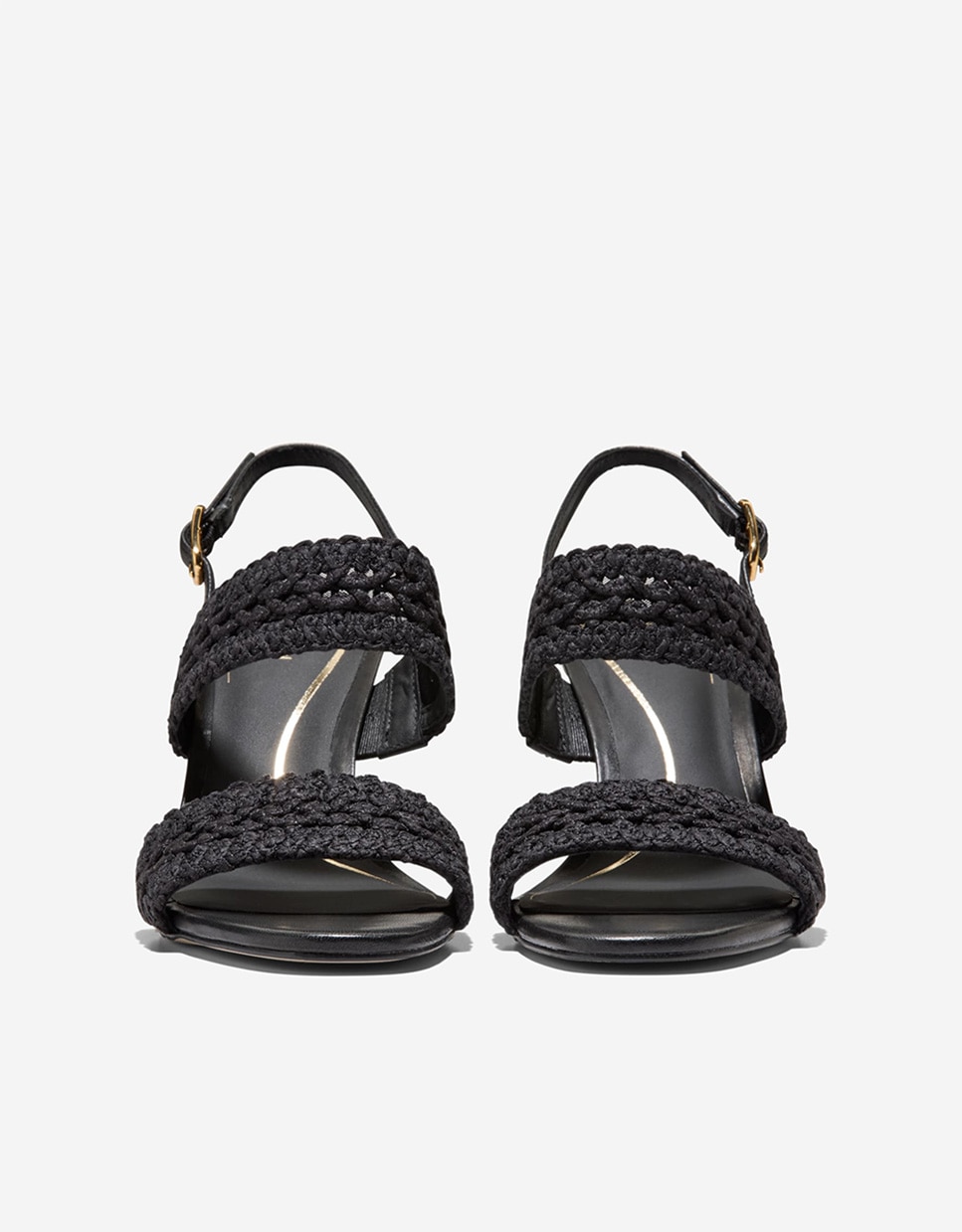 Sandalias de tacón de mujer con doble tira en tejido crochet - Cole Haan - Negro Negro-3
