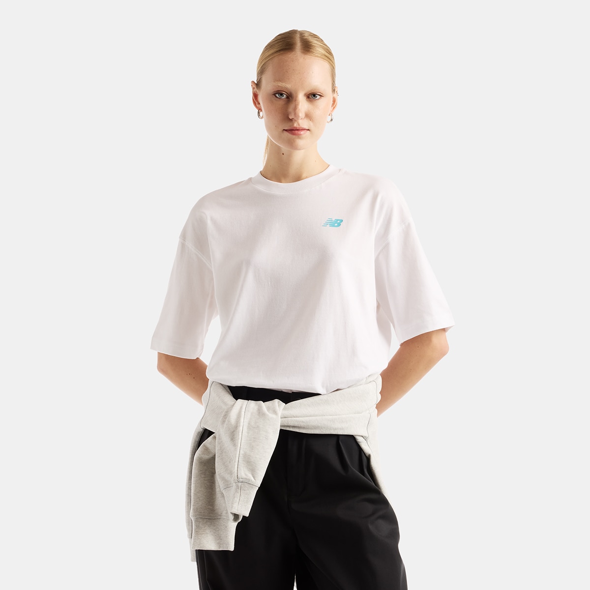 Camiseta running de mujer Collage Oversized New Balance - Blanco Blanco-1