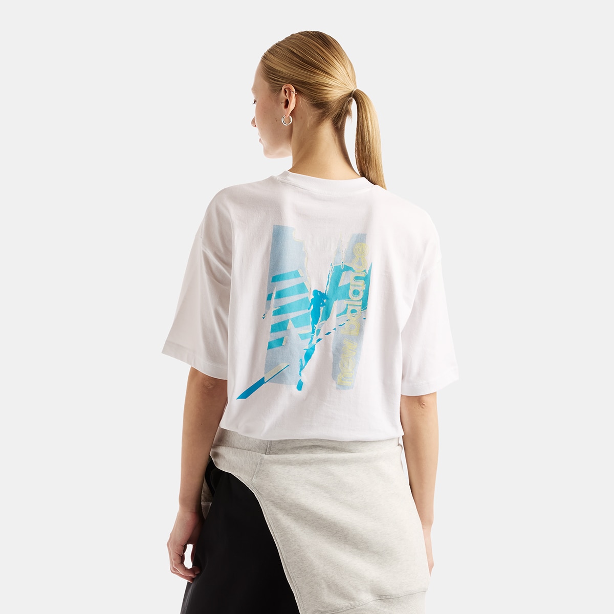 Camiseta running de mujer Collage Oversized New Balance - Blanco Blanco-2