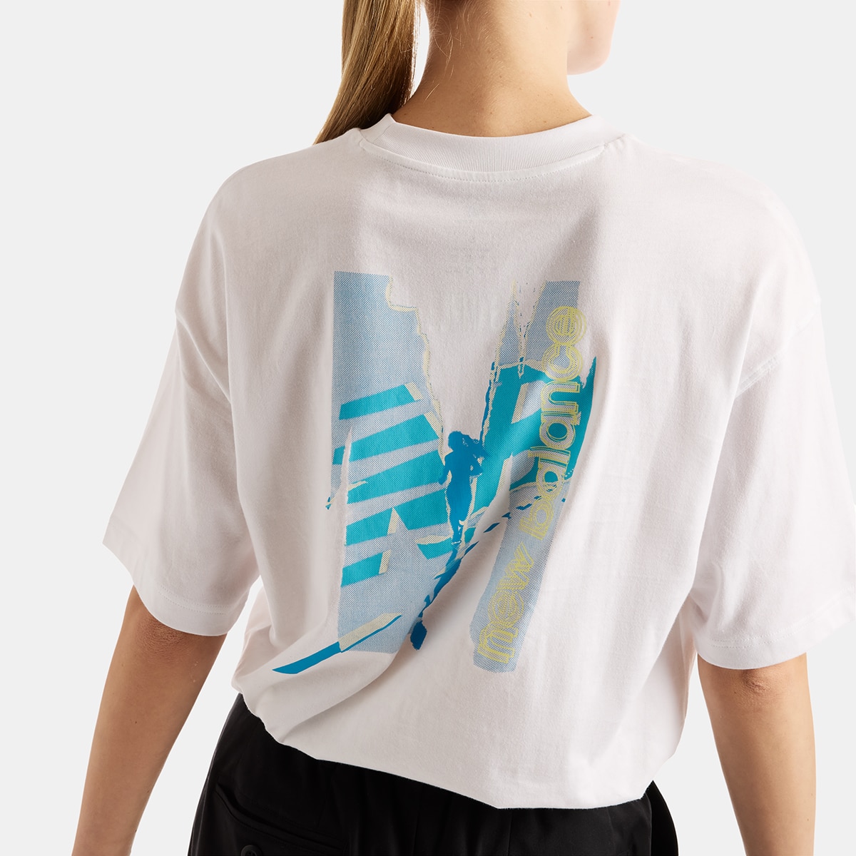 Camiseta running de mujer Collage Oversized New Balance - Blanco Blanco-3
