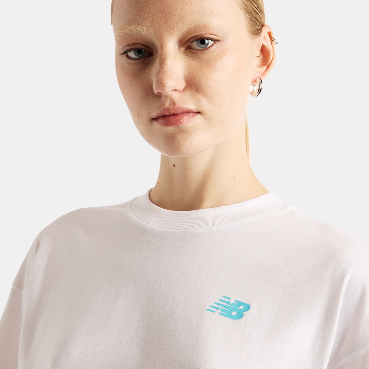 Camiseta running de mujer Collage Oversized New Balance - Blanco Blanco-4