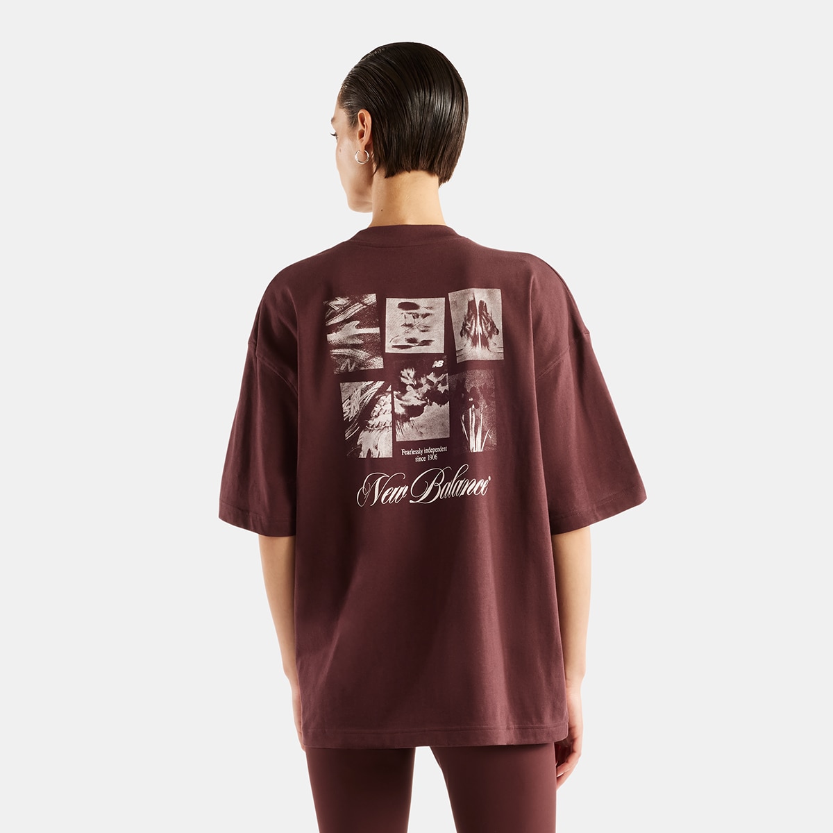 Imagen 2 de Camiseta casual de mujer Flowers Oversized New Balance - Granate Granate