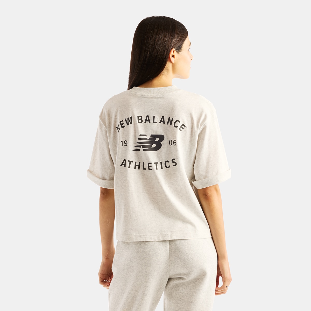 Camiseta casual de mujer Reimagined Relaxed New Balance - Gris Gris-2