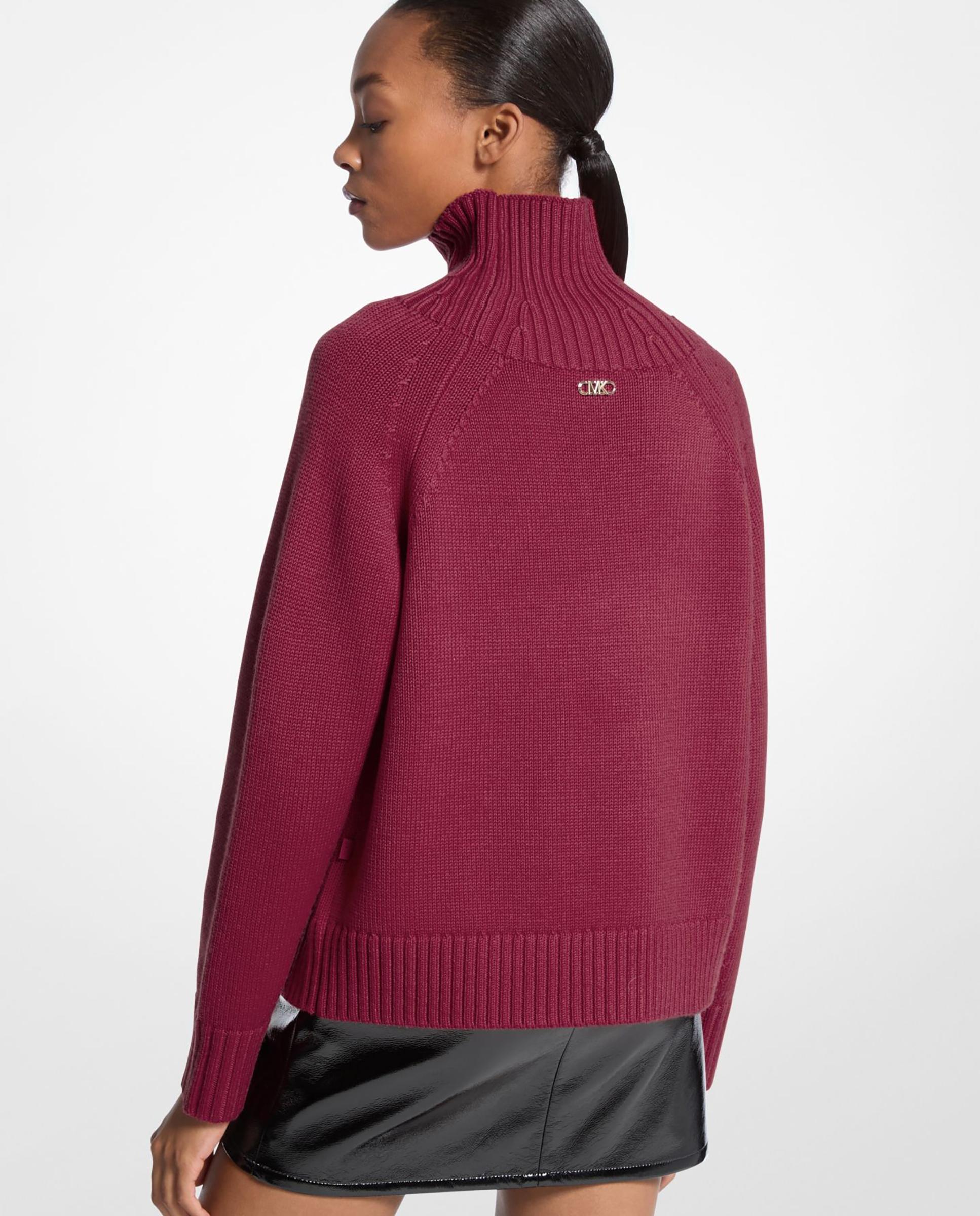 Jersey de mujer de lana de cuello vuelto - Michael Michael Kors - Borgoña Borgoña-2