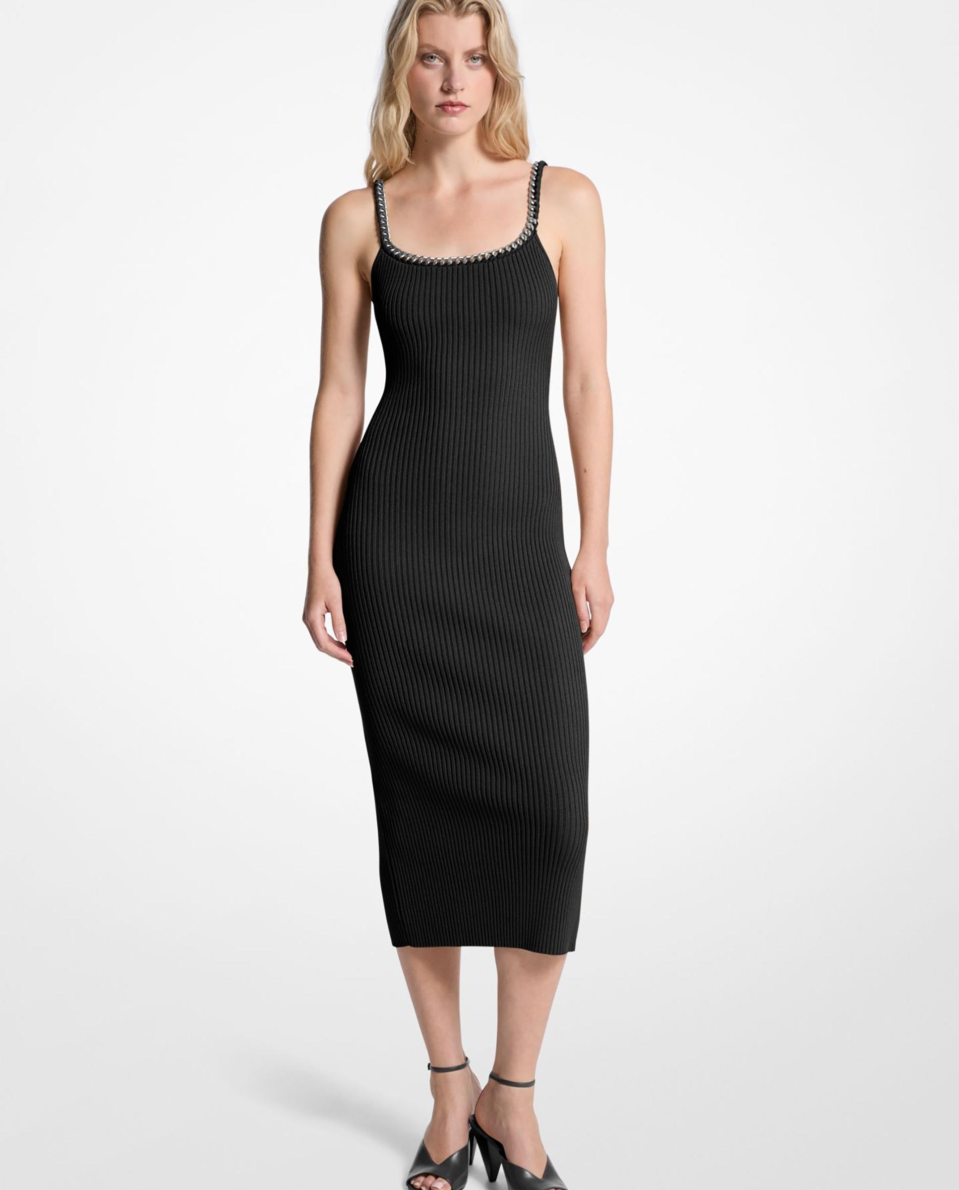 Michael Michael Kors - Vestido midi de tirantes en punto acanalado.