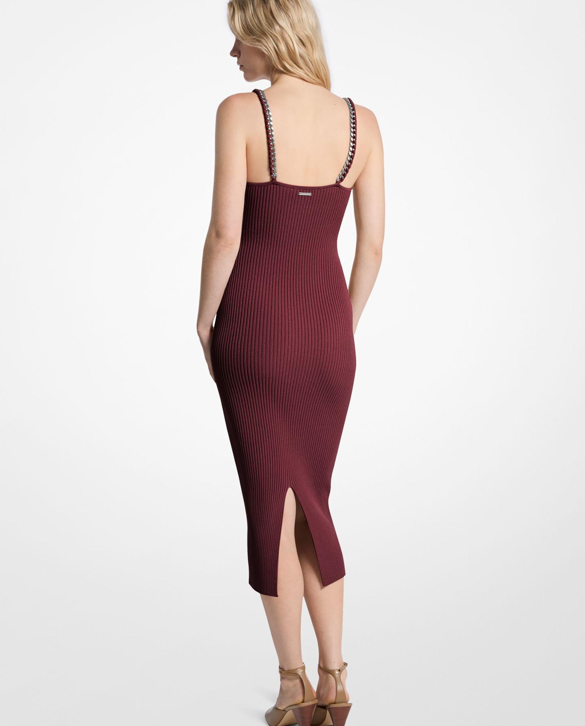 Vestido midi de tirantes en punto acanalado - Michael Michael Kors - Burdeos Burdeos-2