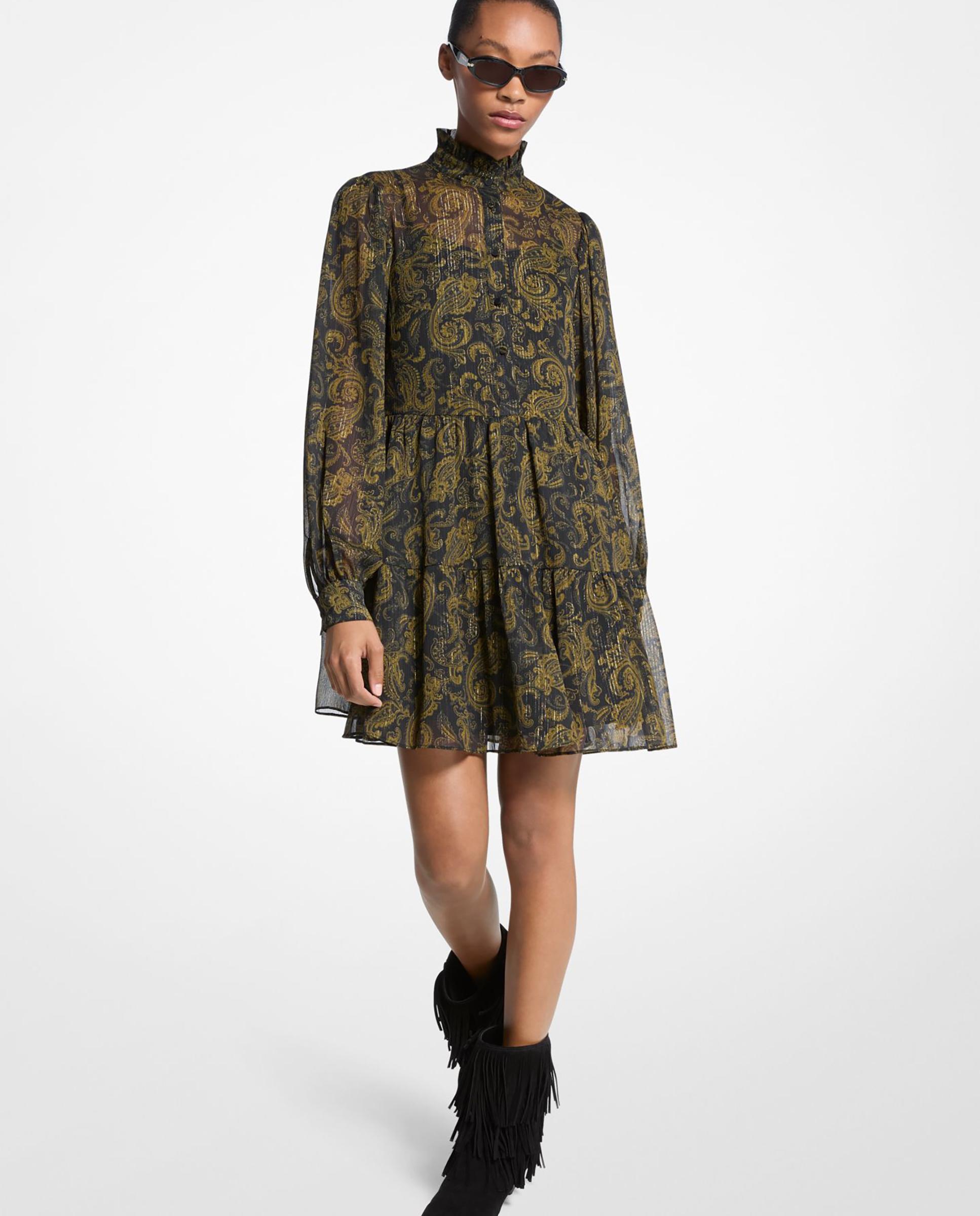Michael Michael Kors - Vestido corto de georgette estampado con mangas abullonadas.