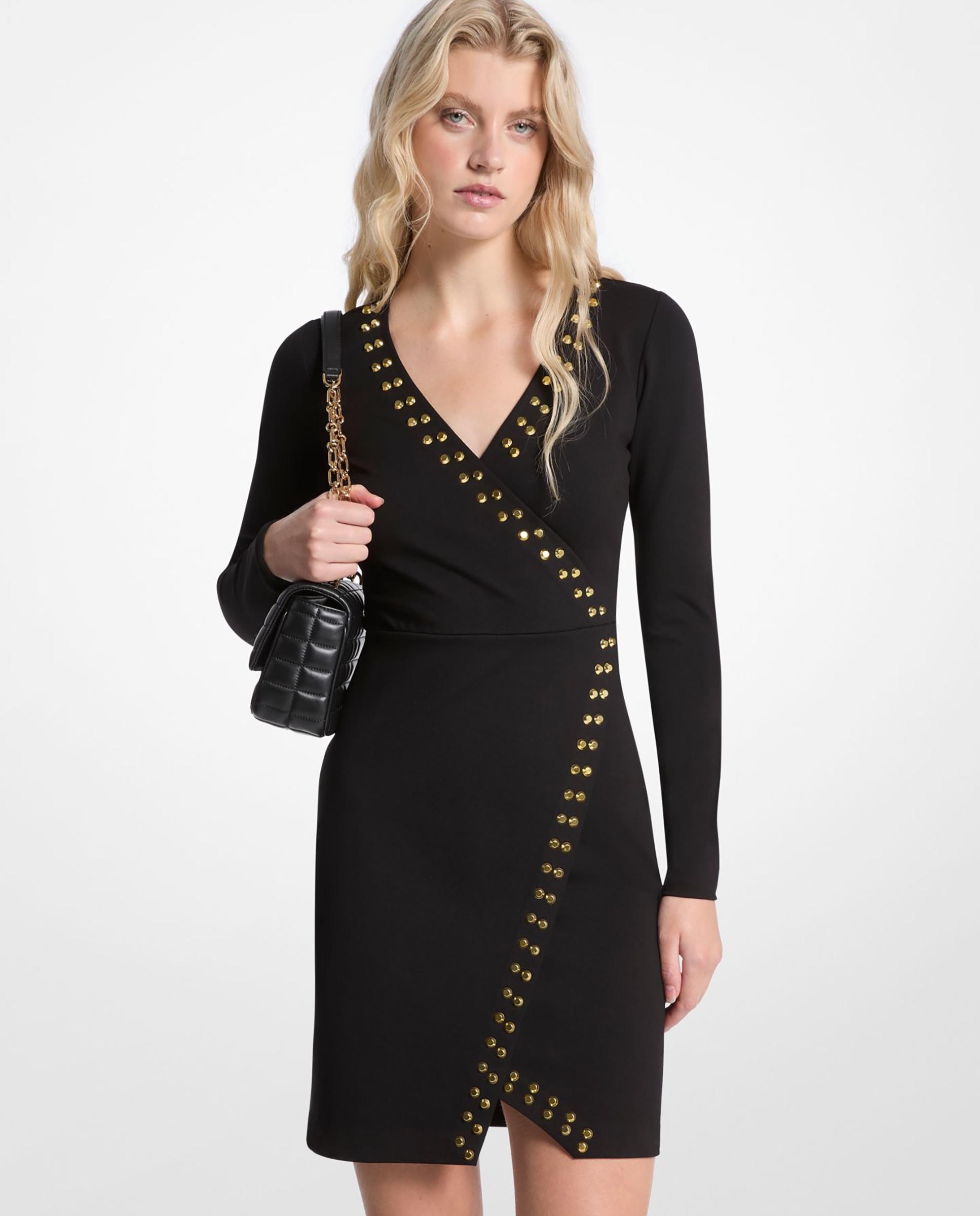 Vestido corto de manga larga con tachuelas - Michael Michael Kors - Negro Negro-1