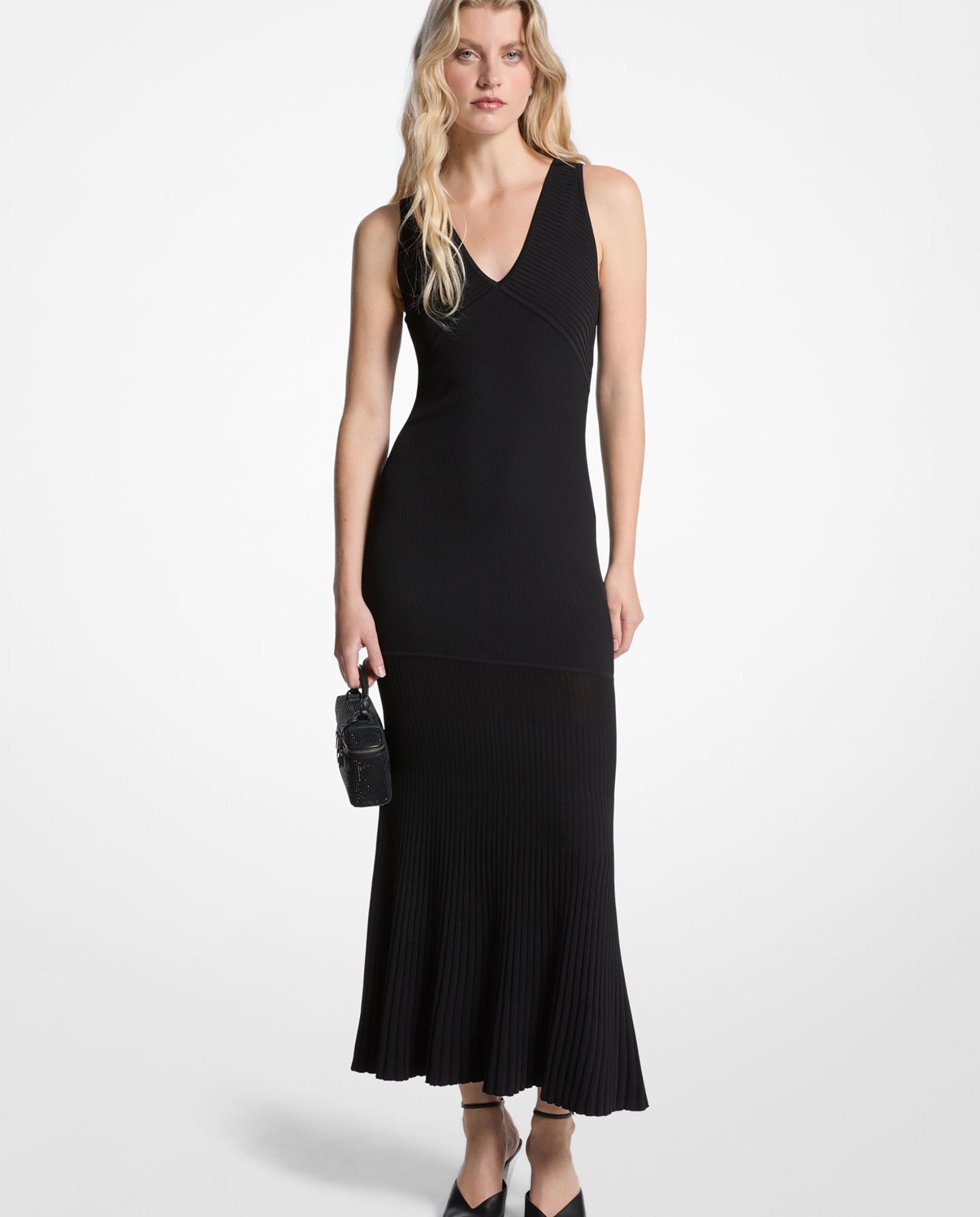 Michael Michael Kors - Vestido largo de punto con escote en V.