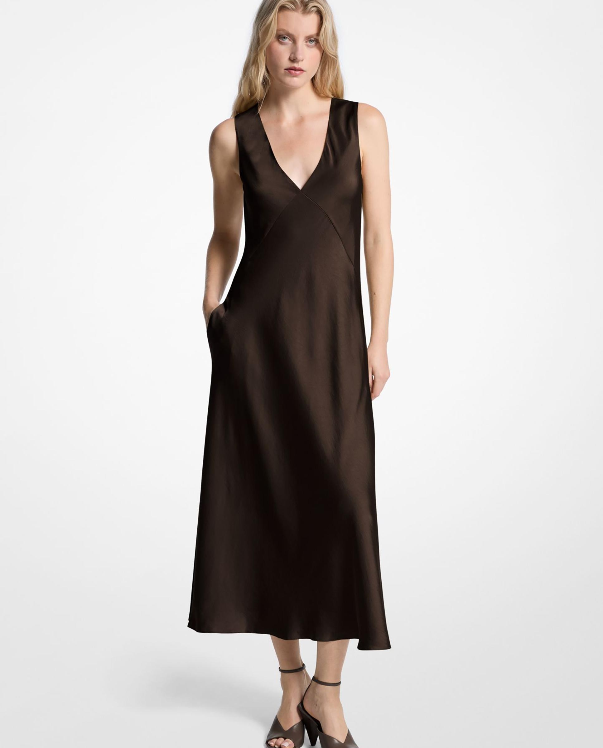 Michael Michael Kors - Vestido midi de satén con tirante ancho.