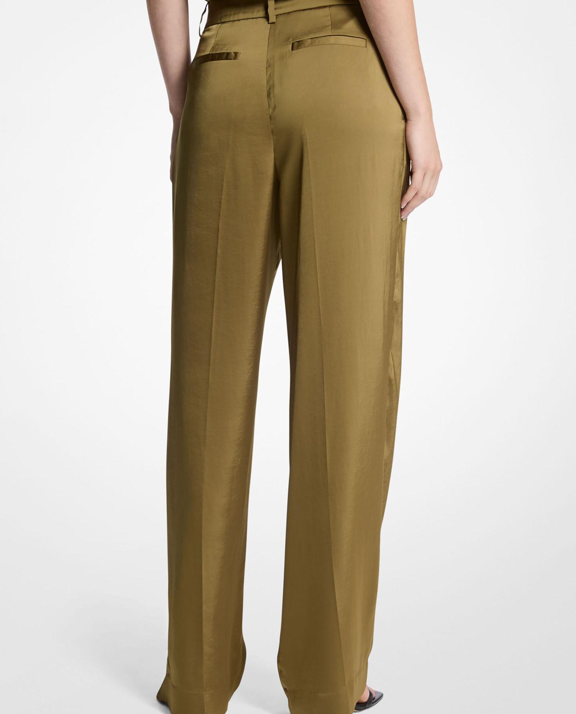 Imagen 2 de Pantalón ancho de mujer de satén drapeado - Michael Michael Kors - Kaki Kaki