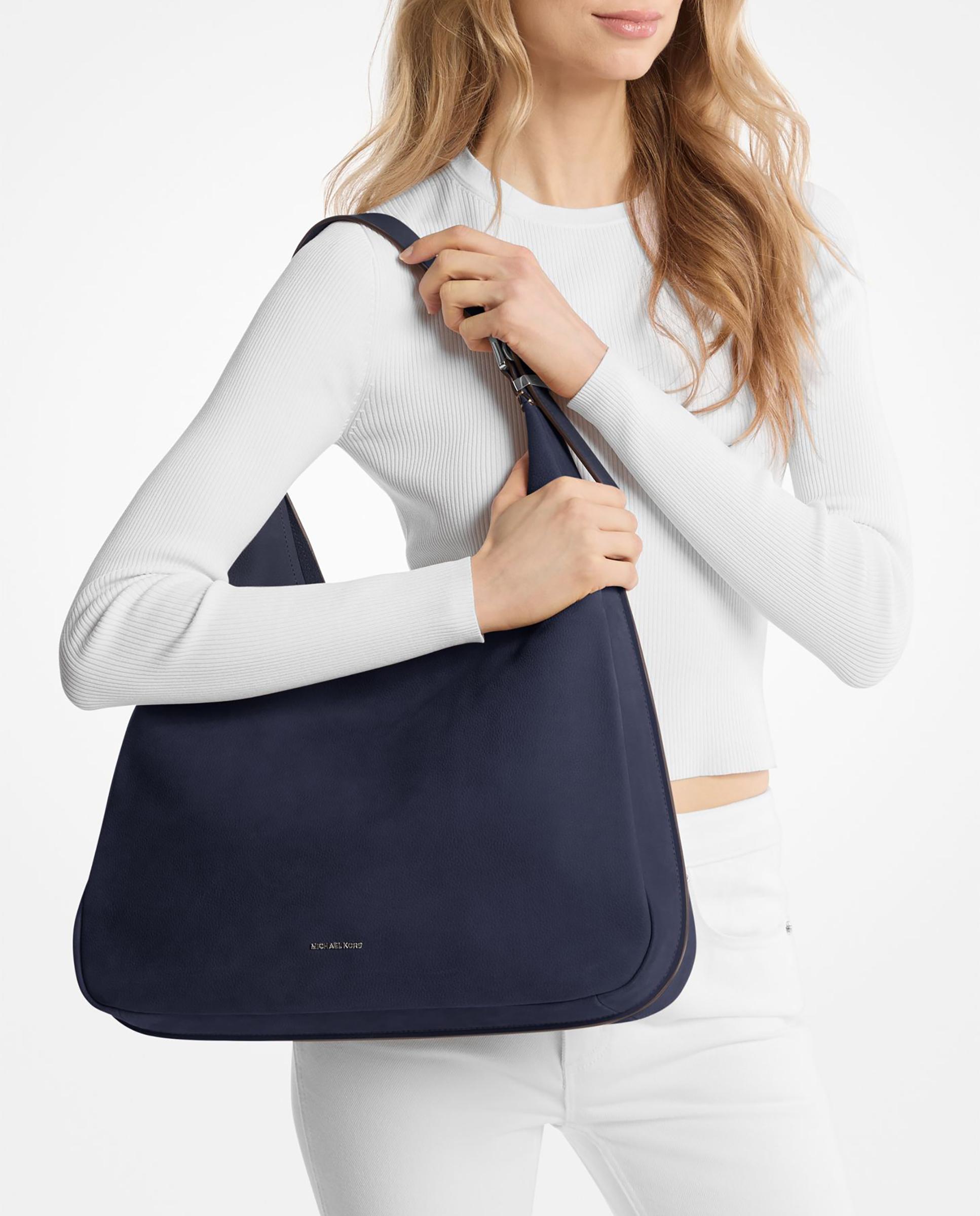 Bolso de hombro nolita grande de nobuck - Michael Michael Kors - Azul marino Azul marino-2
