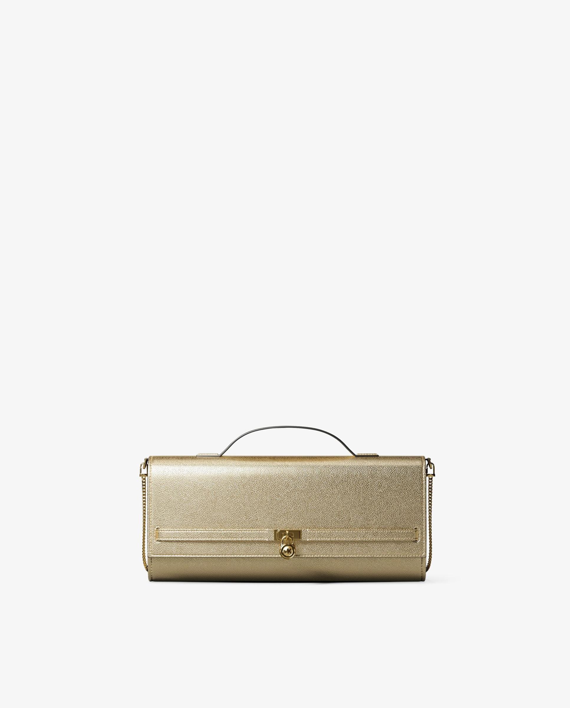 Imagen 0 de Bolso de hombro transformable hamilton moderne mediano de piel metalizada Oro