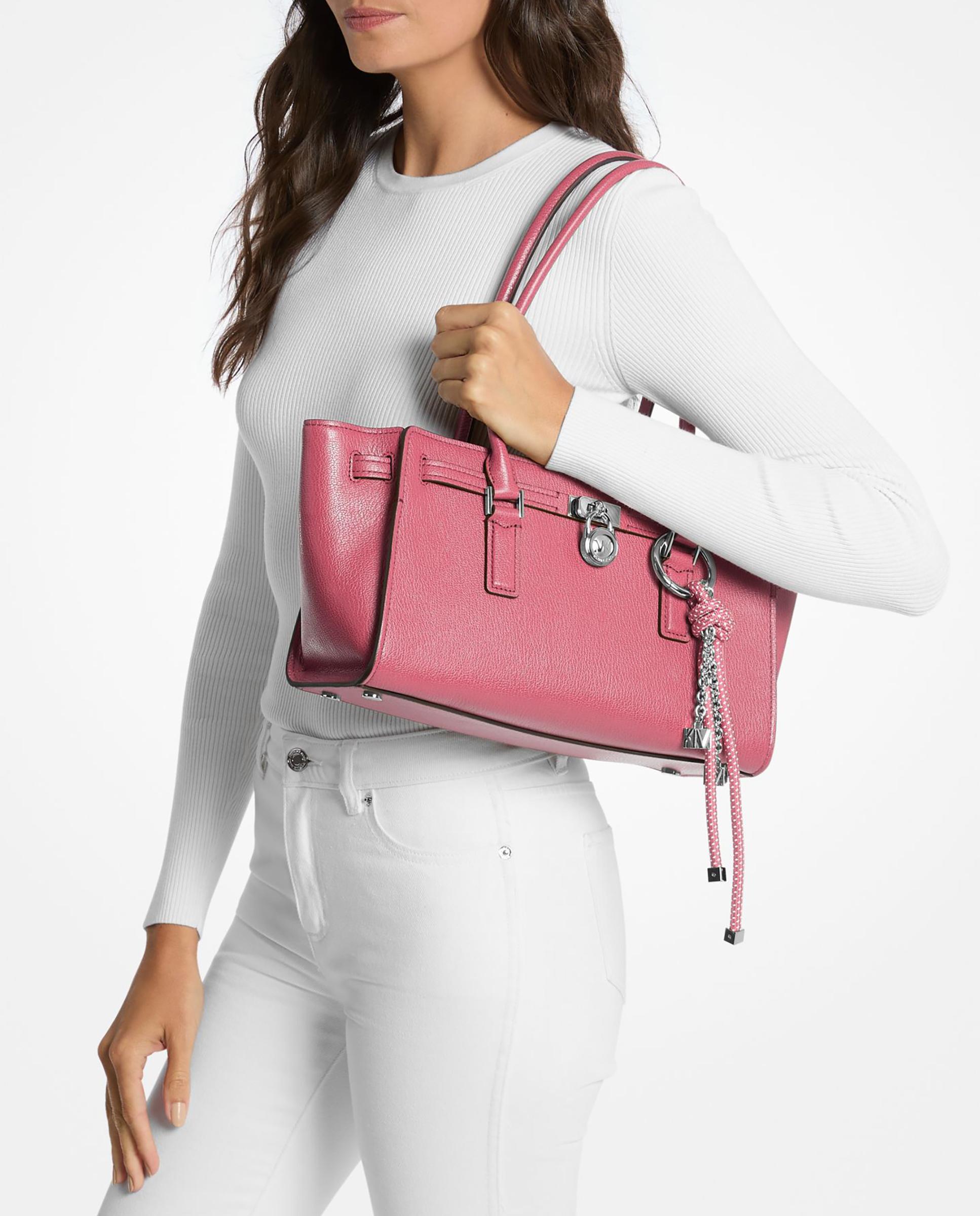 Bolso de hombro satchel hamilton moderne pequeño de piel - Michael Michael Kors - Rosa Rosa-2
