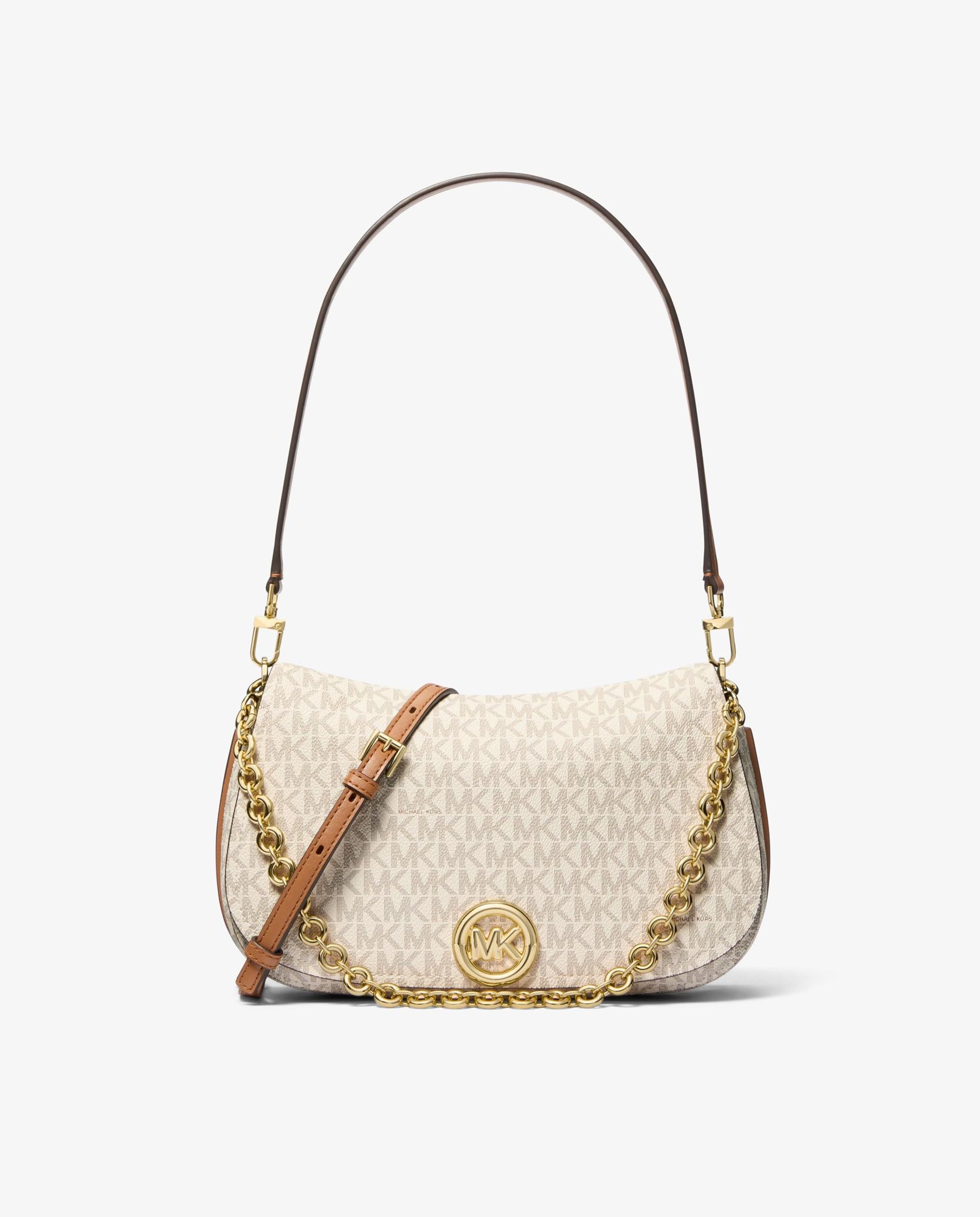 Bolso de hombro transformable nolita mediano con logotipo - Michael Michael Kors - Crema Crema-1