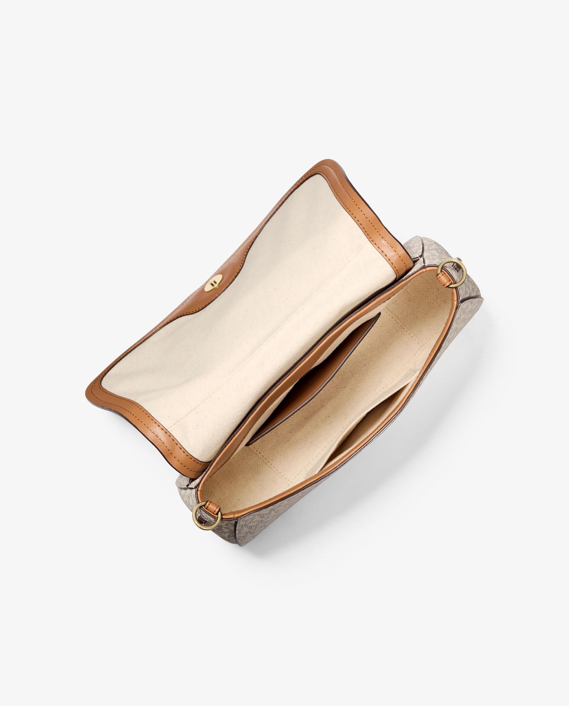 Bolso de hombro transformable nolita mediano con logotipo - Michael Michael Kors - Crema Crema-3