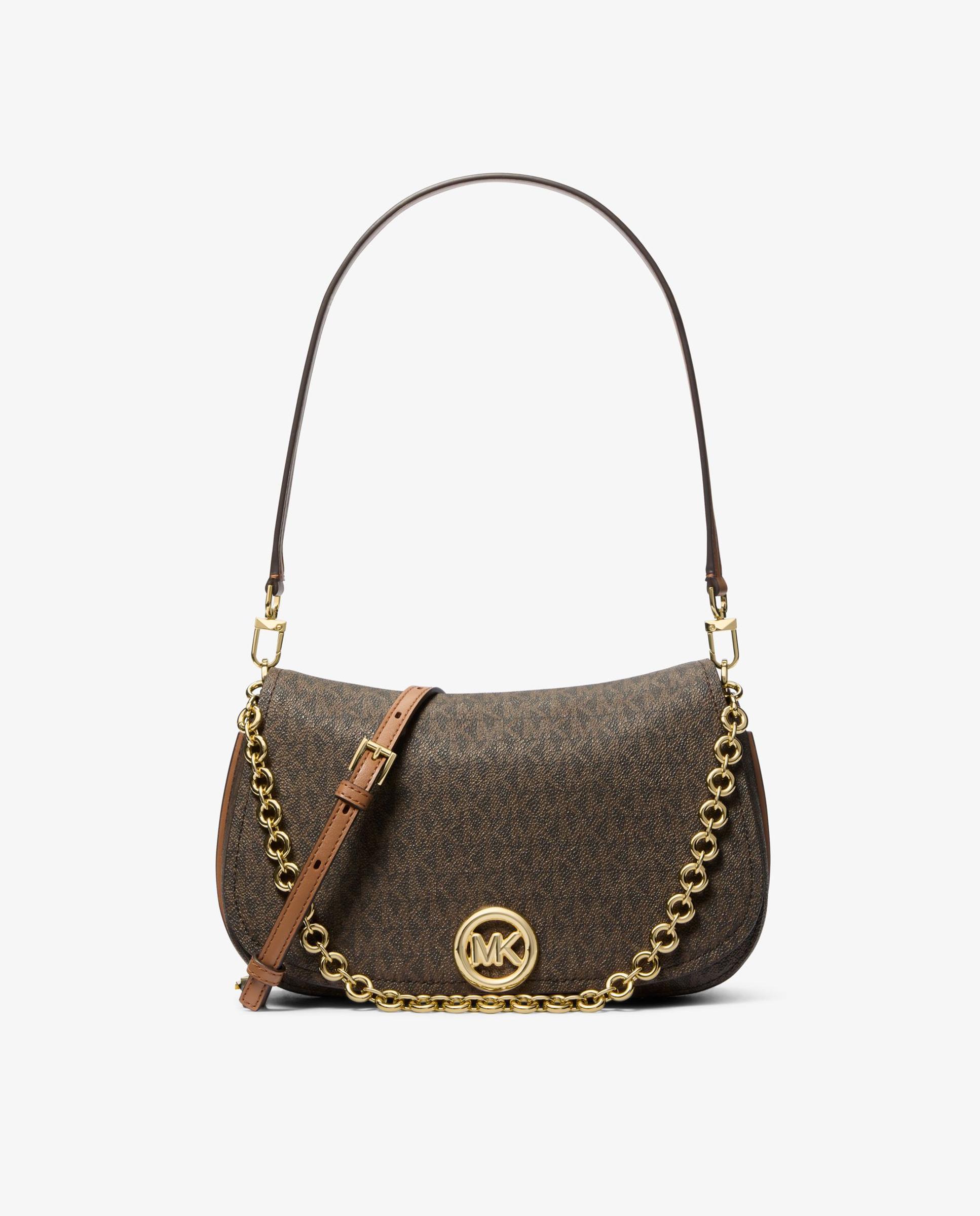 Bolso de hombro transformable nolita mediano con logotipo - Michael Michael Kors - Marrón oscuro Marrón oscuro-1