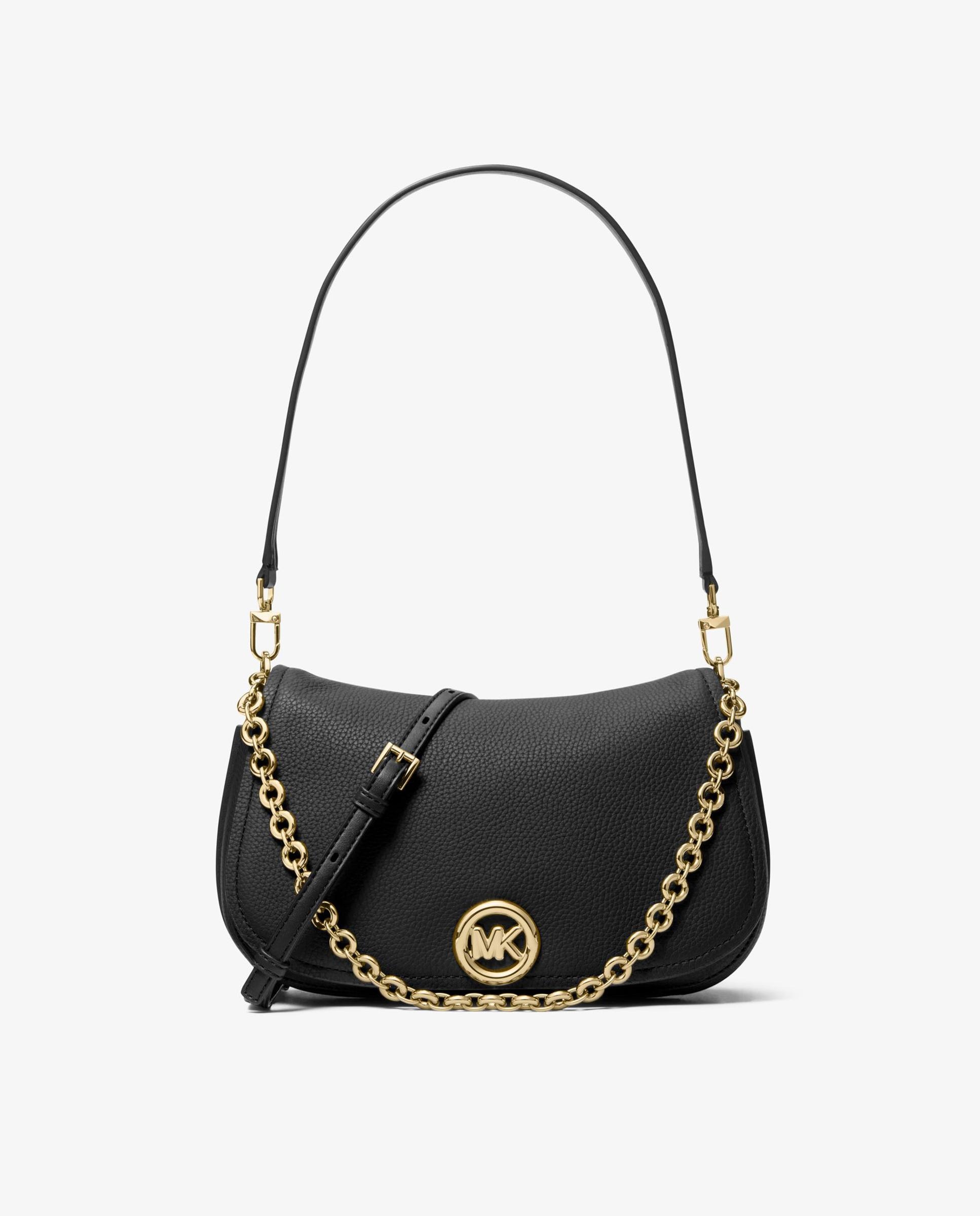 Bolso de hombro transformable nolita mediano de piel granulada - Michael Michael Kors - Negro Negro-1