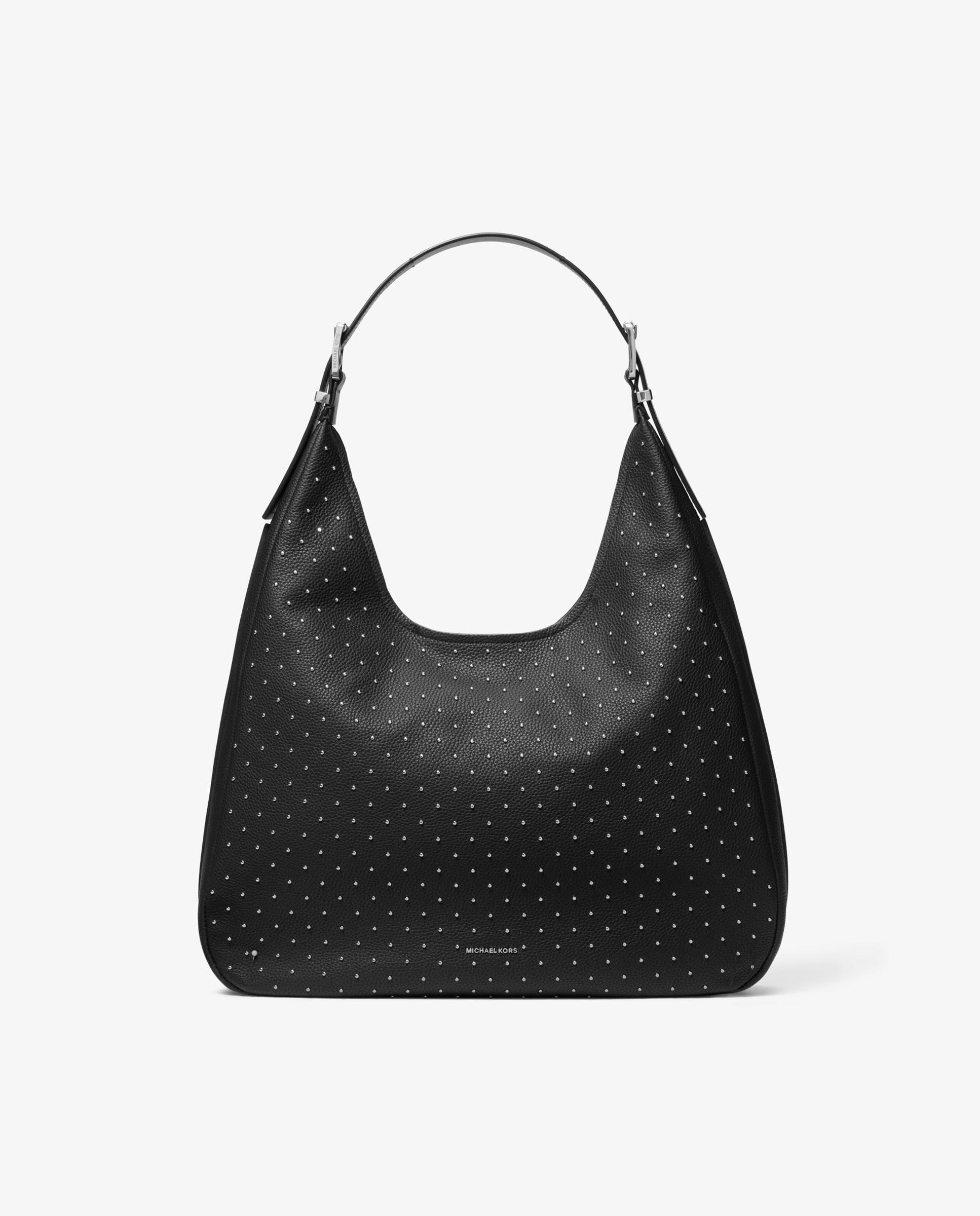 Bolso de hombro hobo nolita grande de piel granulada con tachuelas - Michael Michael Kors - Negro Negro-1