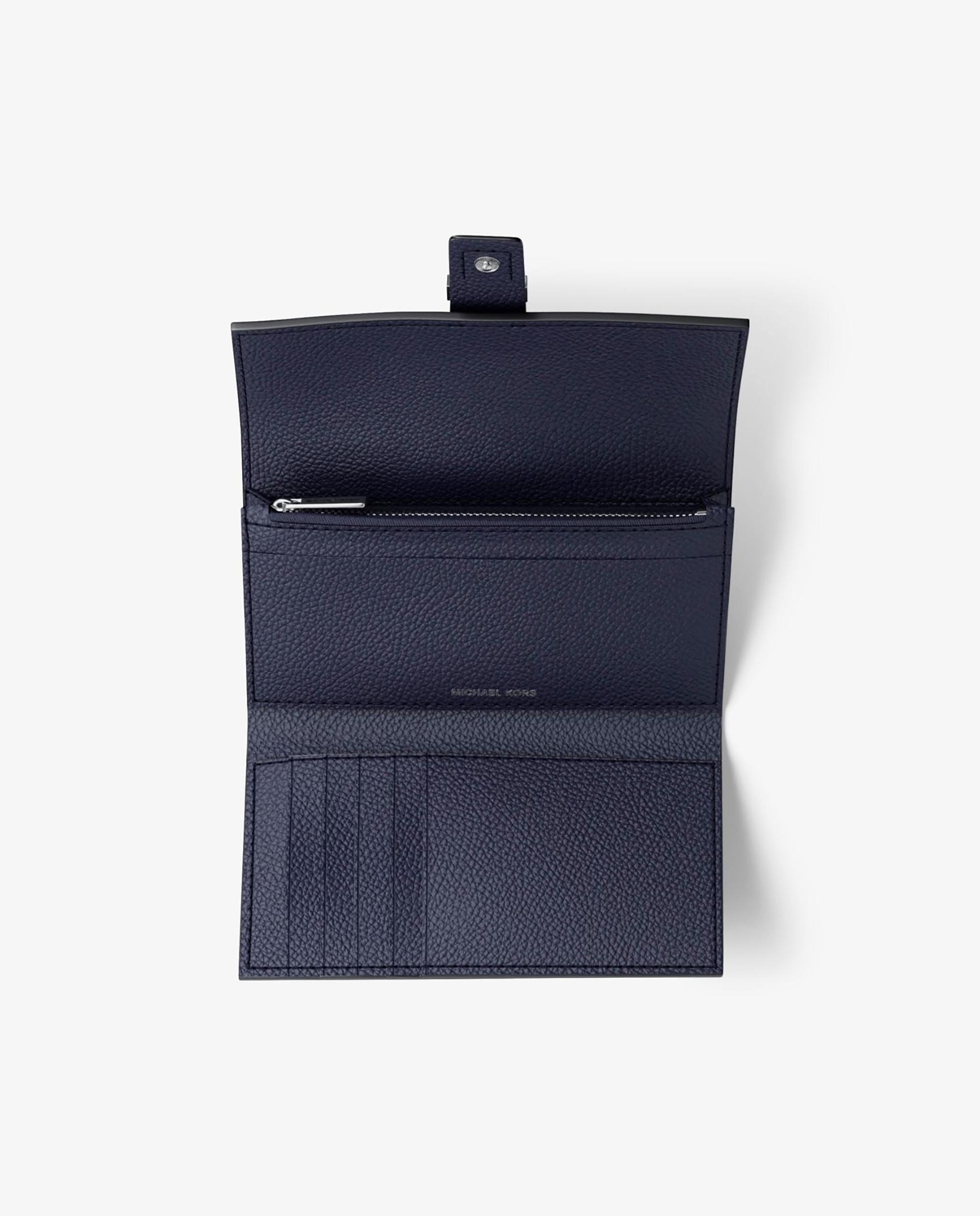 Cartera de mujer nolita mediana de piel granulada con tres pliegues - Michael Michael Kors - Azul marino Azul marino-3